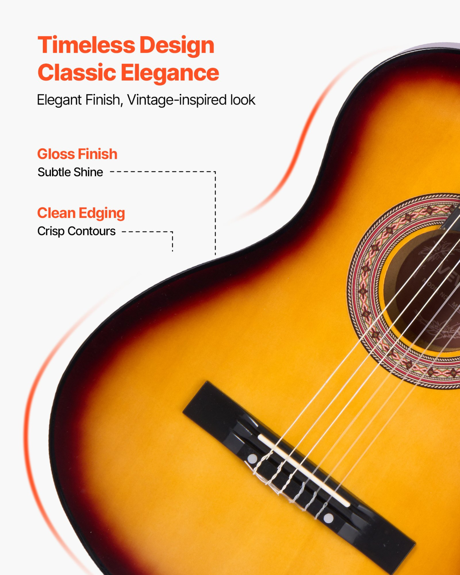 Classical Guitar 38 in Guitar Beginner Starter Kit Nylon Strings Sunburst
