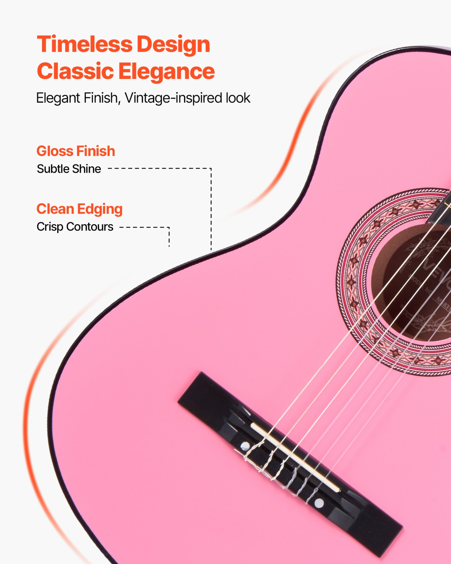 VEVOR 38" Pink Classical Guitar - Complete Beginner Starter Kit