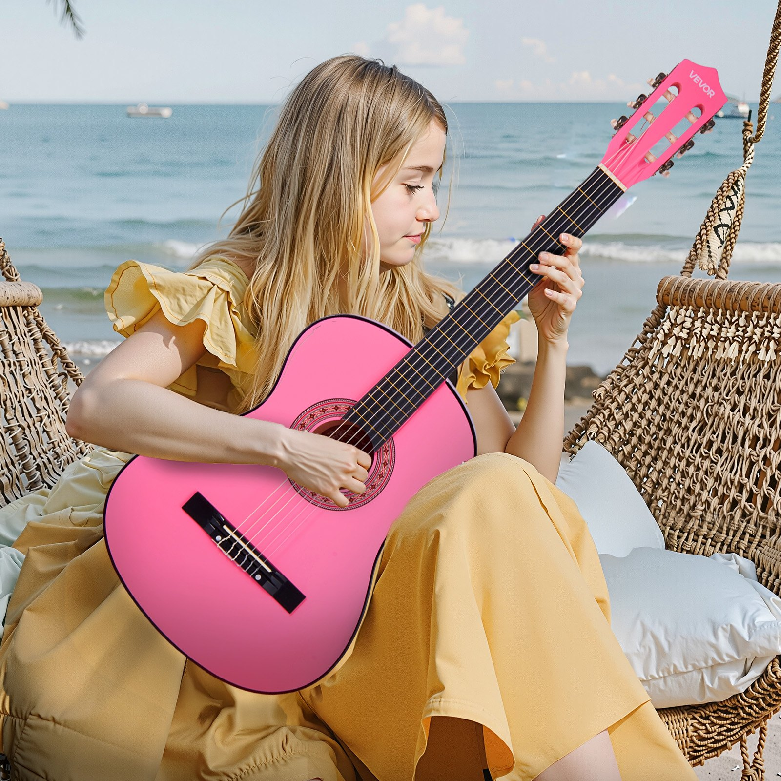 VEVOR 38" Pink Classical Guitar - Complete Beginner Starter Kit
