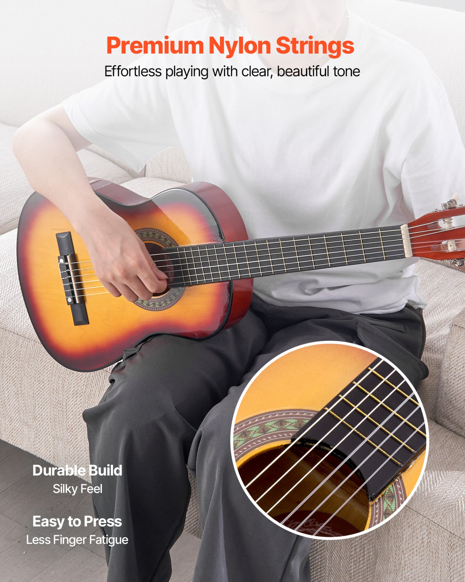 Classical Guitar 30 in Guitar Beginner Starter Kit Nylon Strings Sunburst