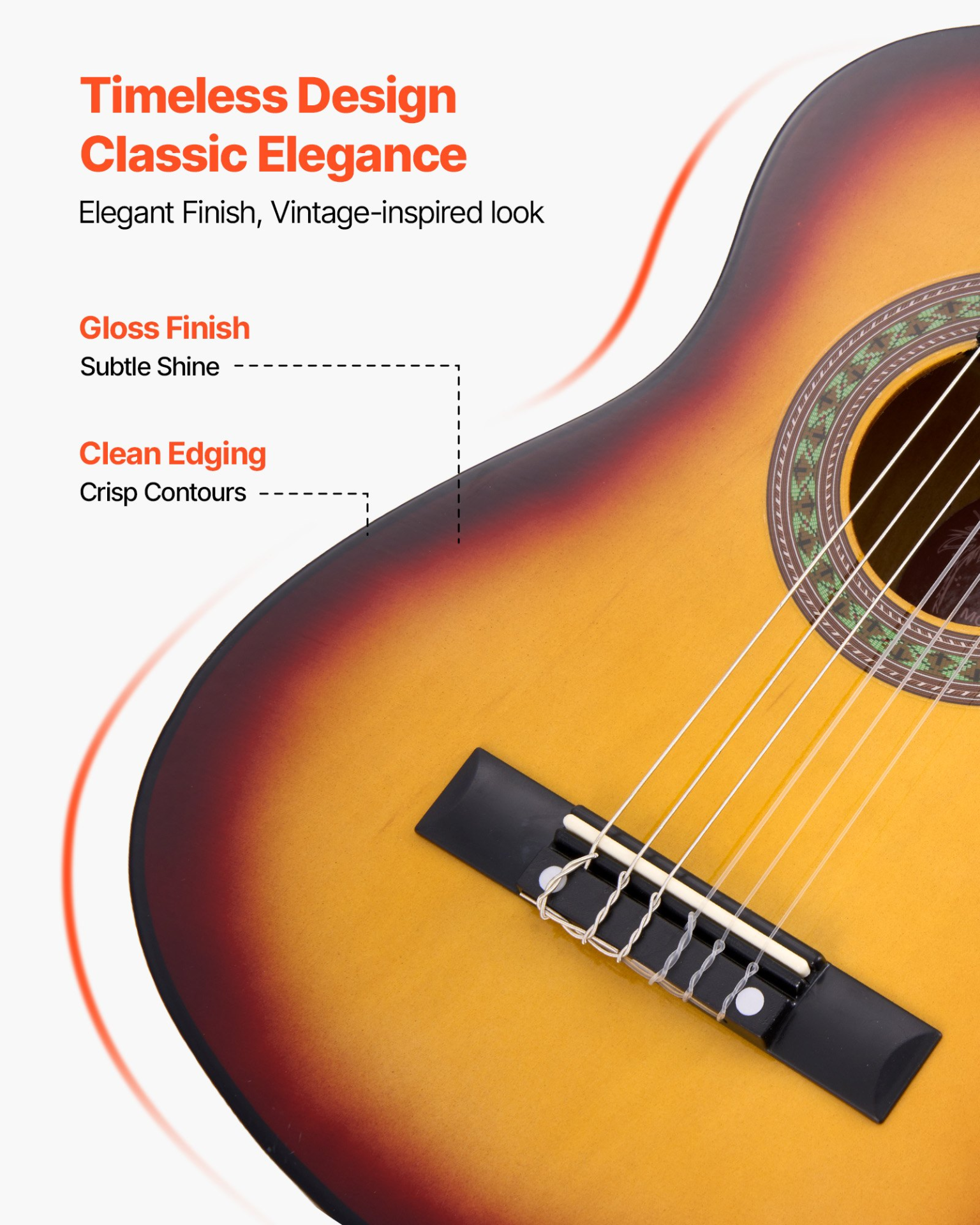 Classical Guitar 30 in Guitar Beginner Starter Kit Nylon Strings Sunburst