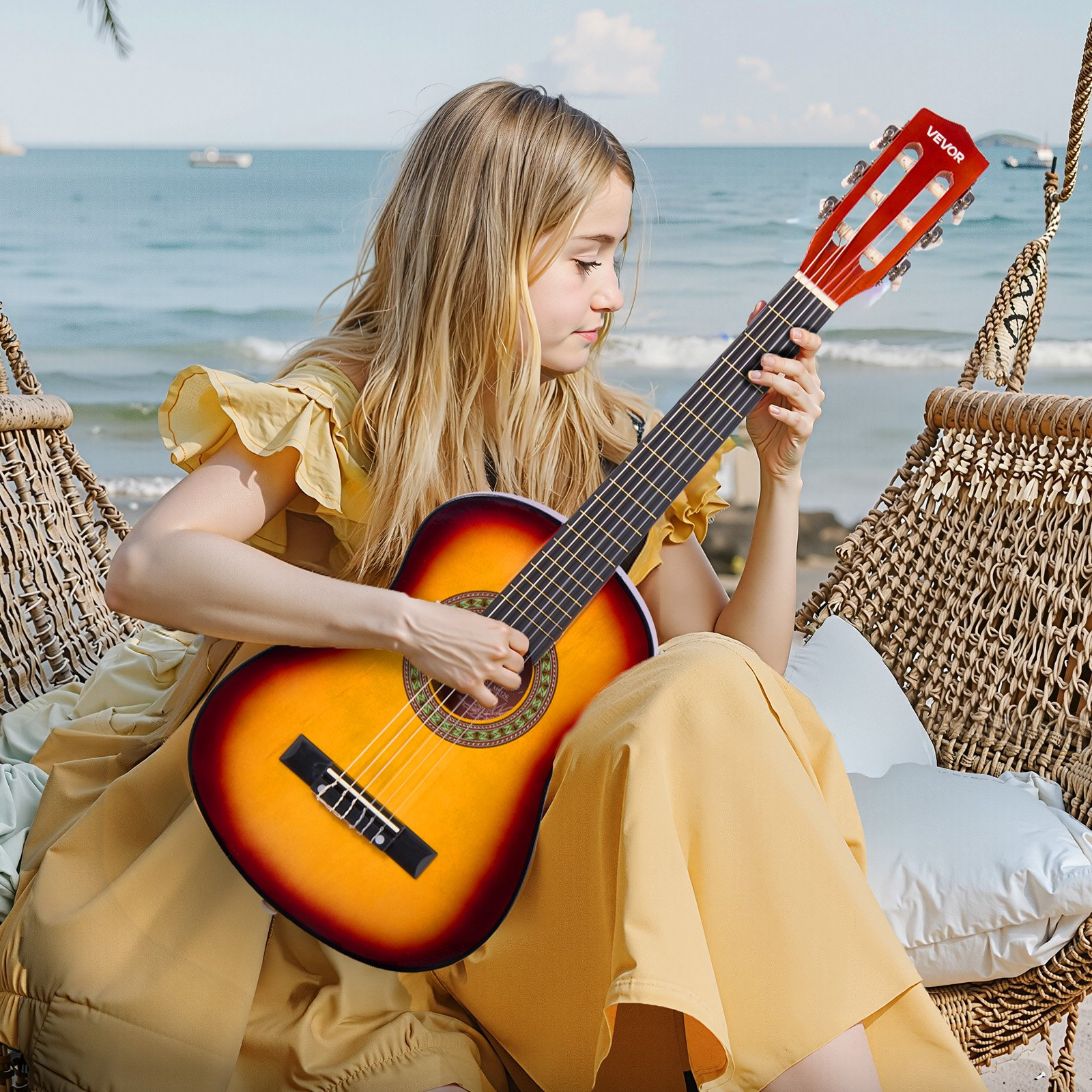 Classical Guitar 30 in Guitar Beginner Starter Kit Nylon Strings Sunburst