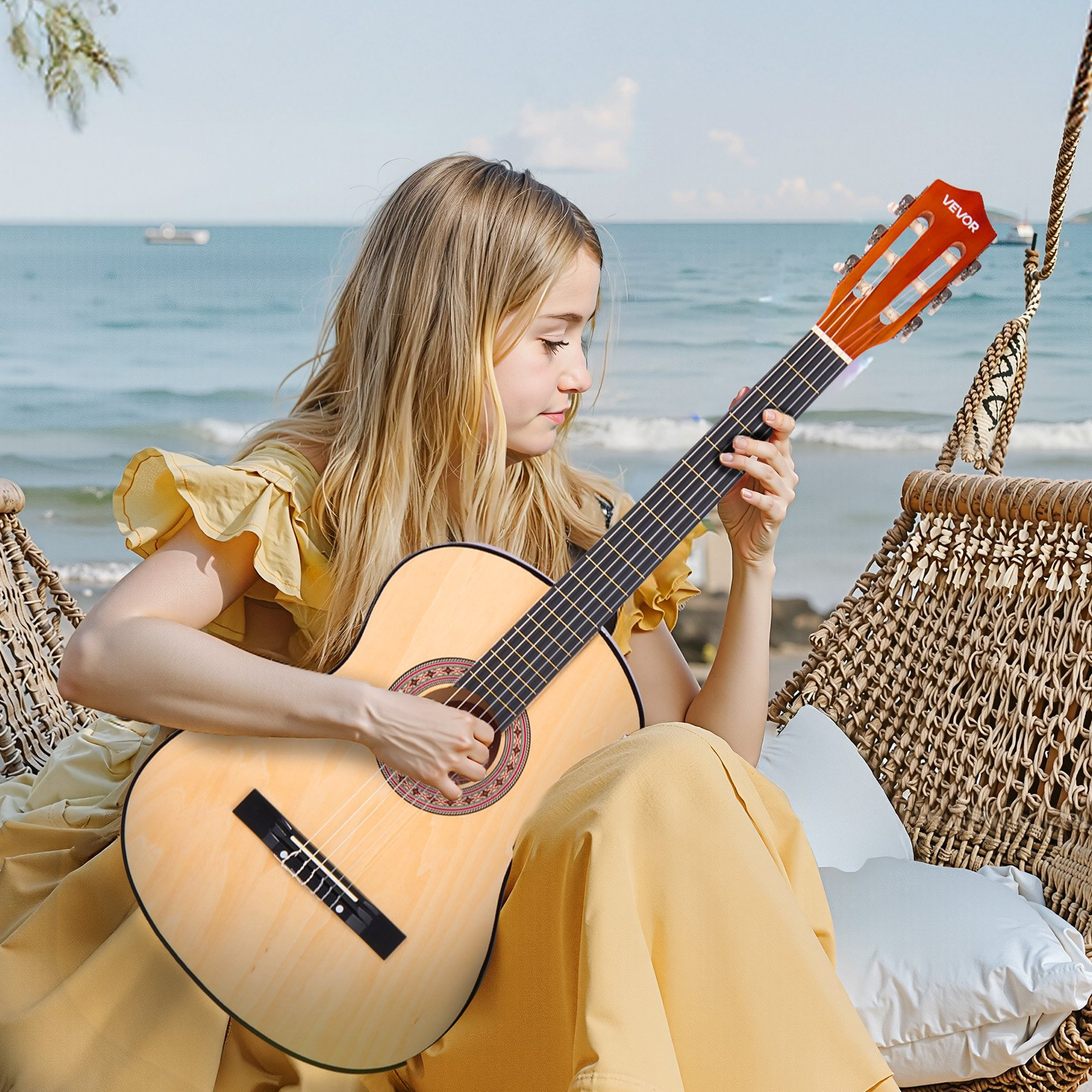 Classical Guitar 38 in Guitar Beginner Starter Kit Nylon Strings Natural