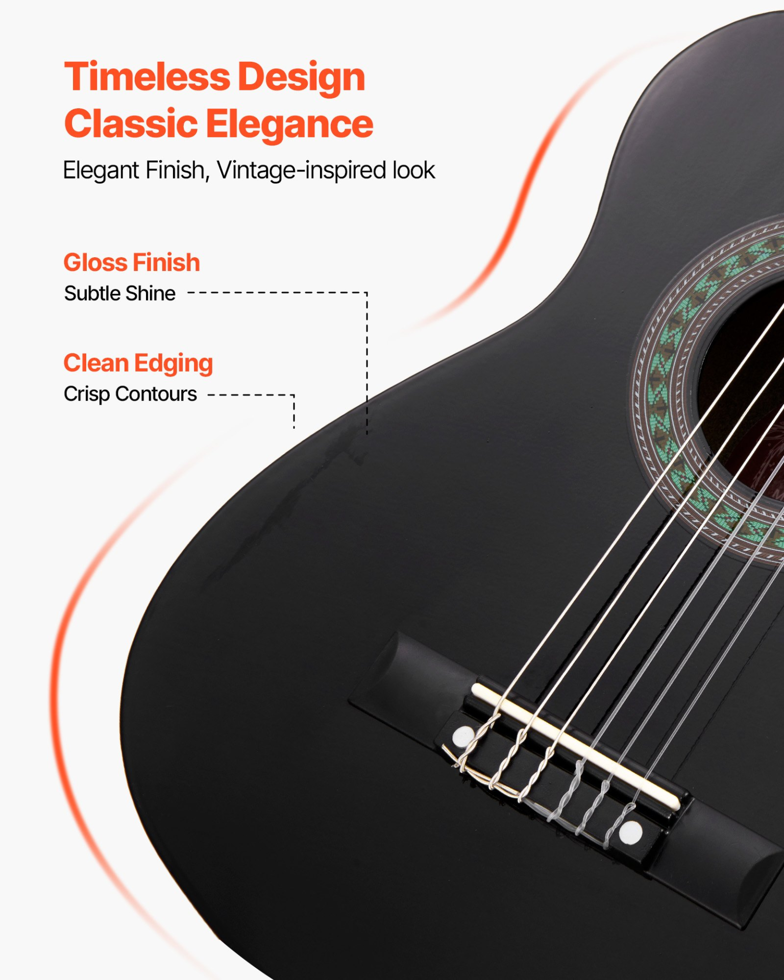 Classical Guitar 30 in Guitar Beginner Starter Kit Nylon Strings Black