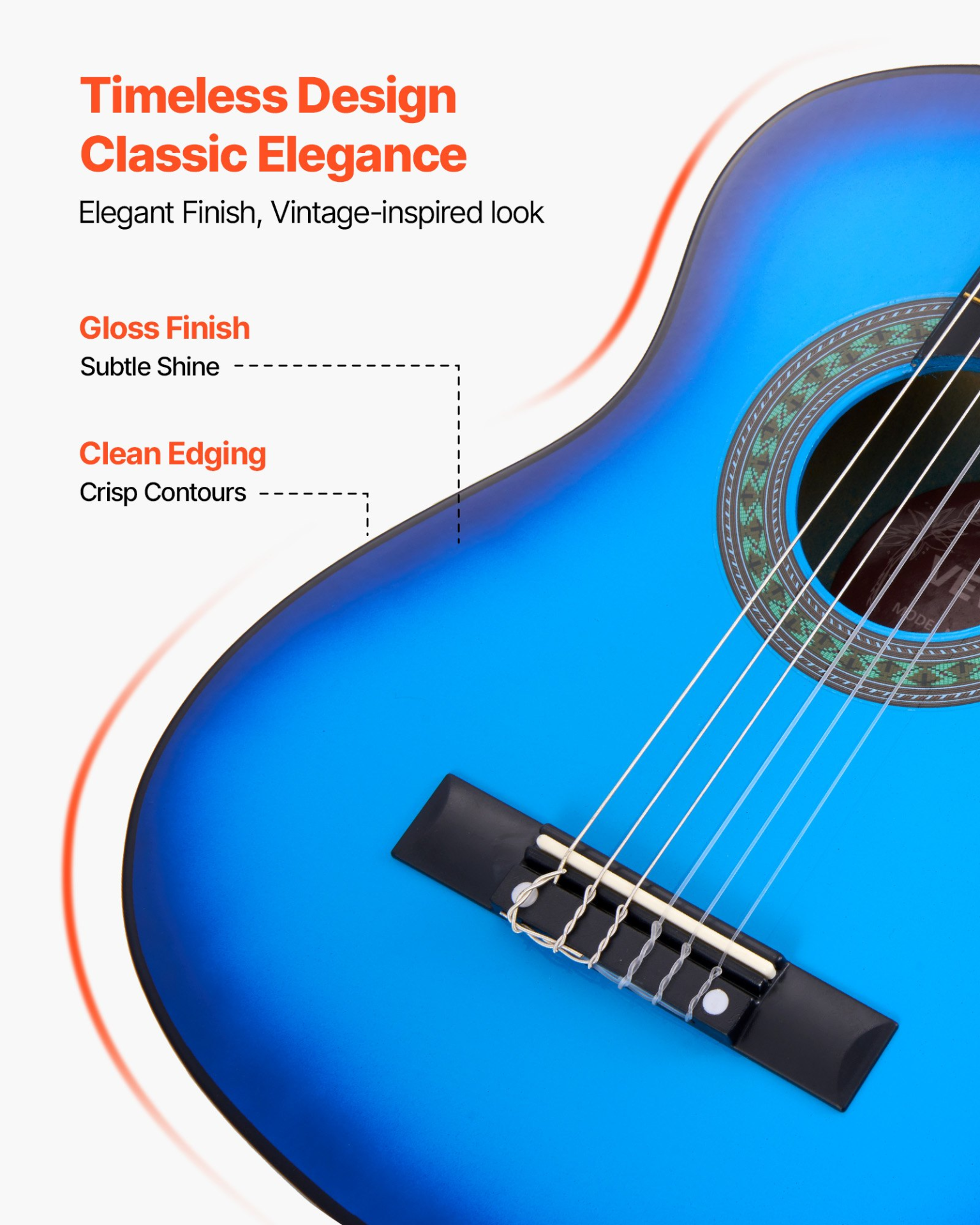 Classical Guitar 30 in Guitar Beginner Starter Kit with Nylon Strings Blue