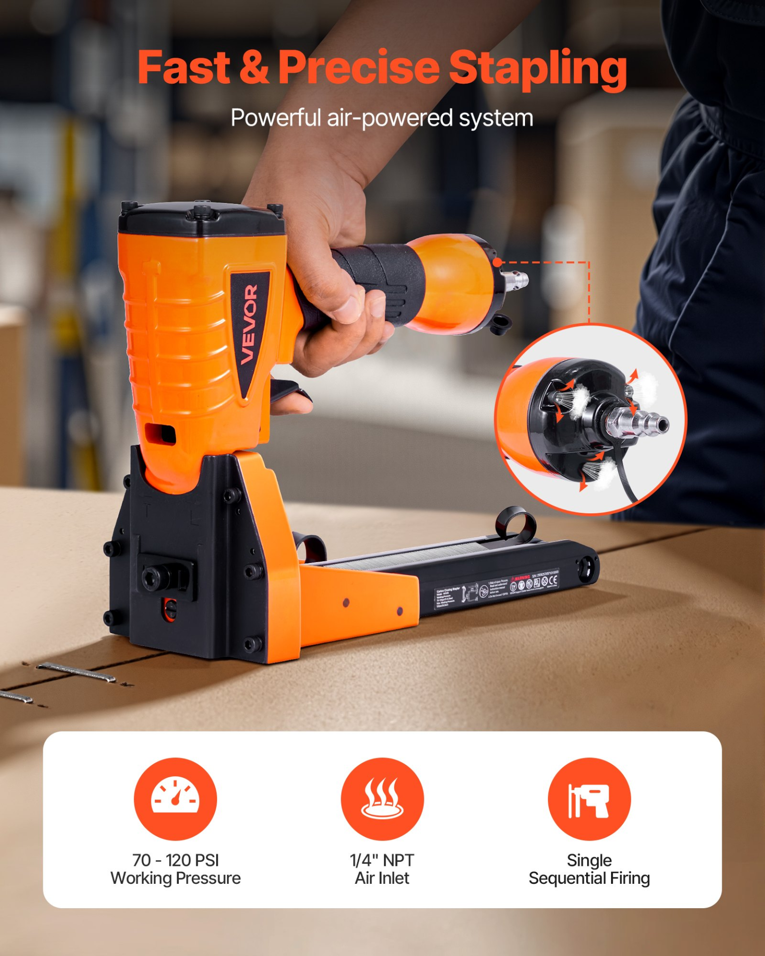 Pneumatic Carton Closing Stapler, Packaging