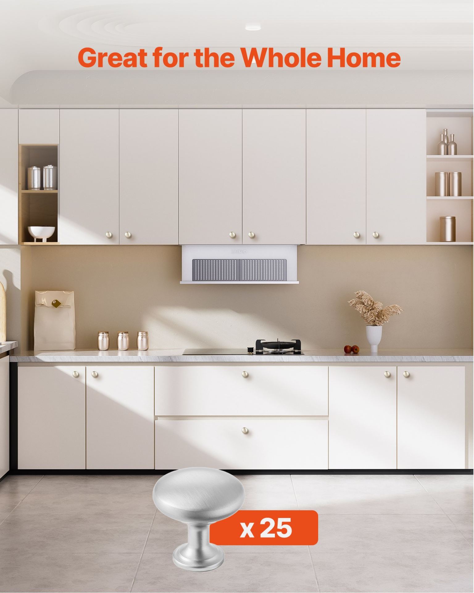 Cabinet Knobs, 25 Pack, Nickel Color