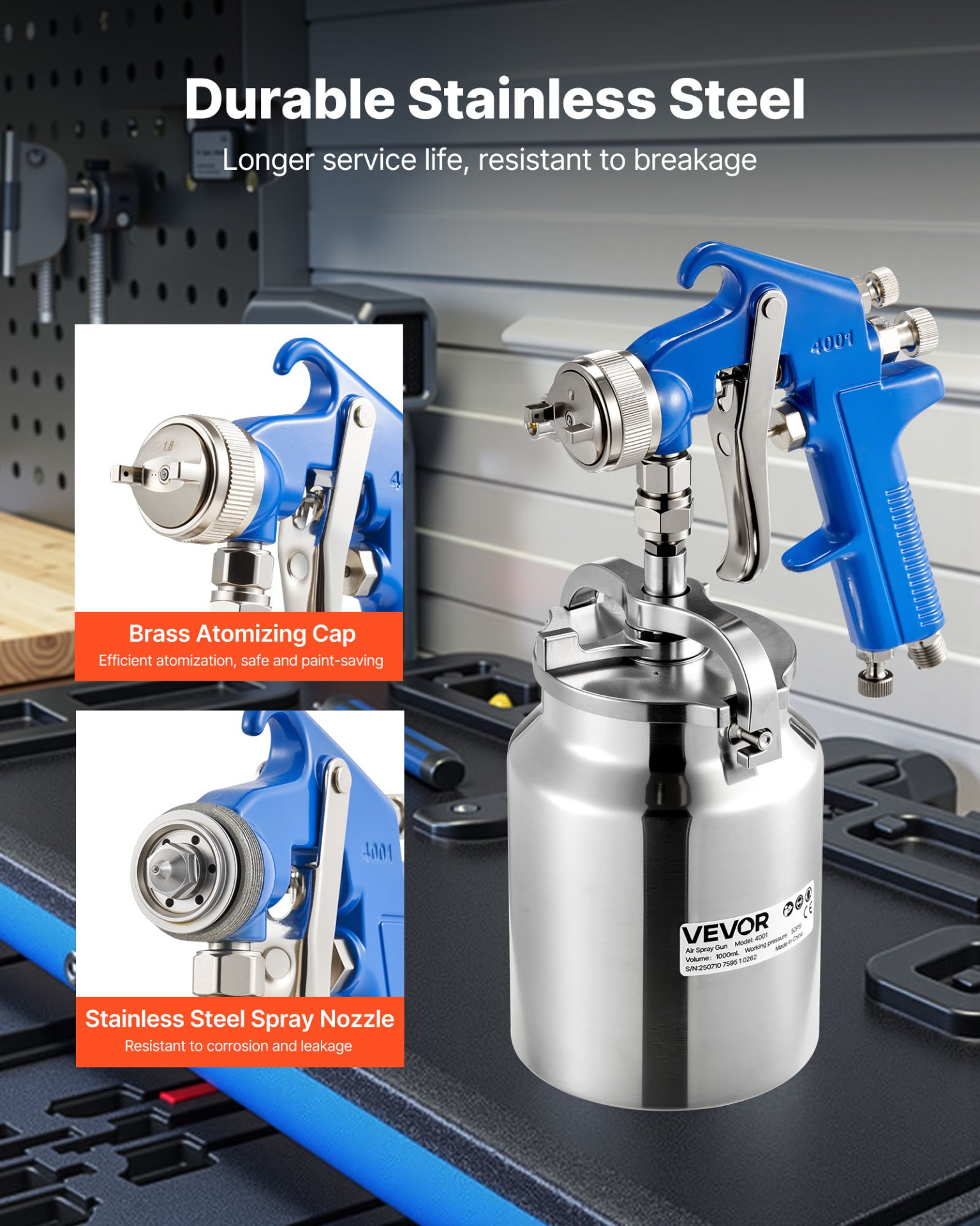 Siphon Feed Spray Gun High Atomization Air Paint Spray Gun 1.8 mm Nozzle