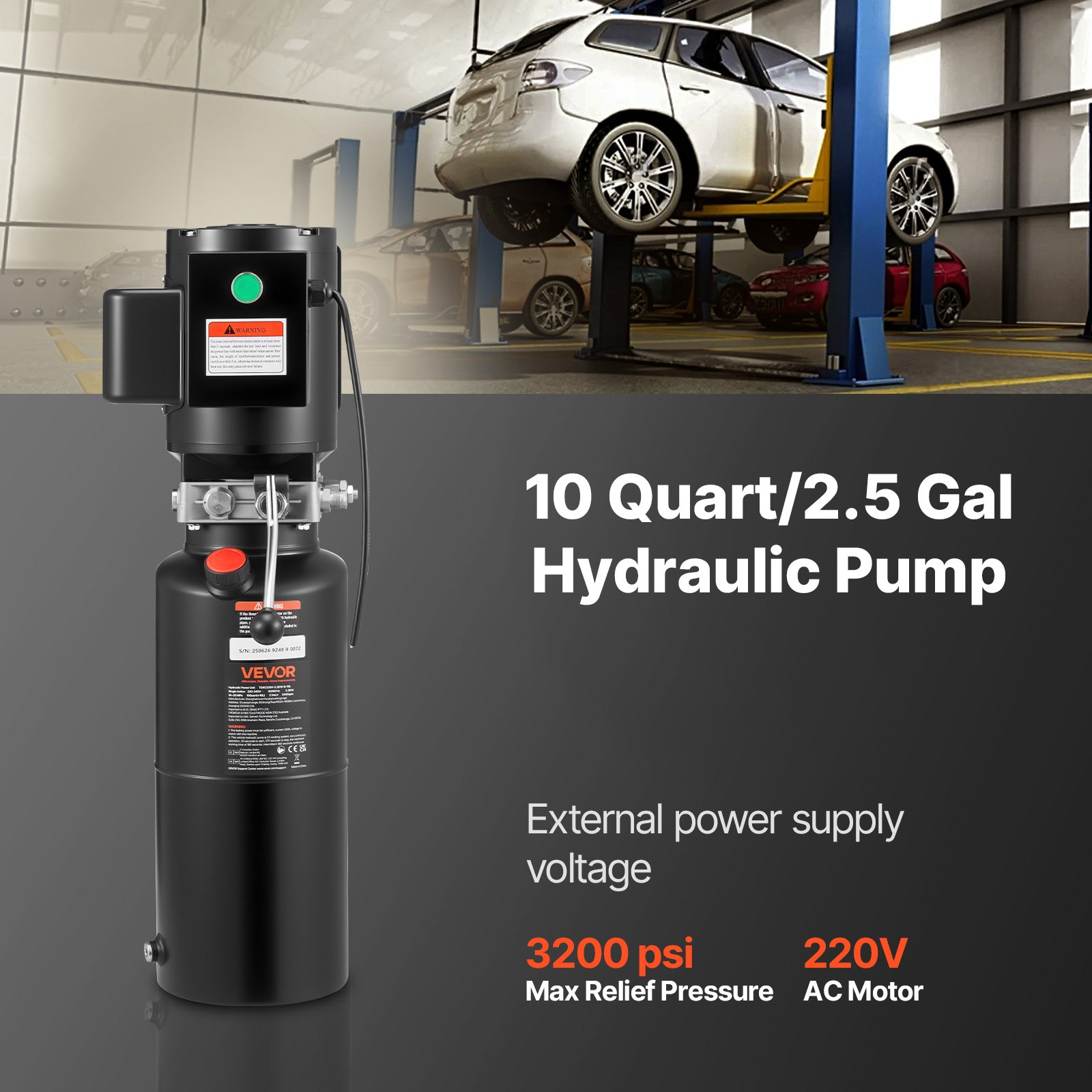 10Qt Single Acting Hydraulic Pump AC 220V 22MPa Power Unit for Dump Trailer Lift