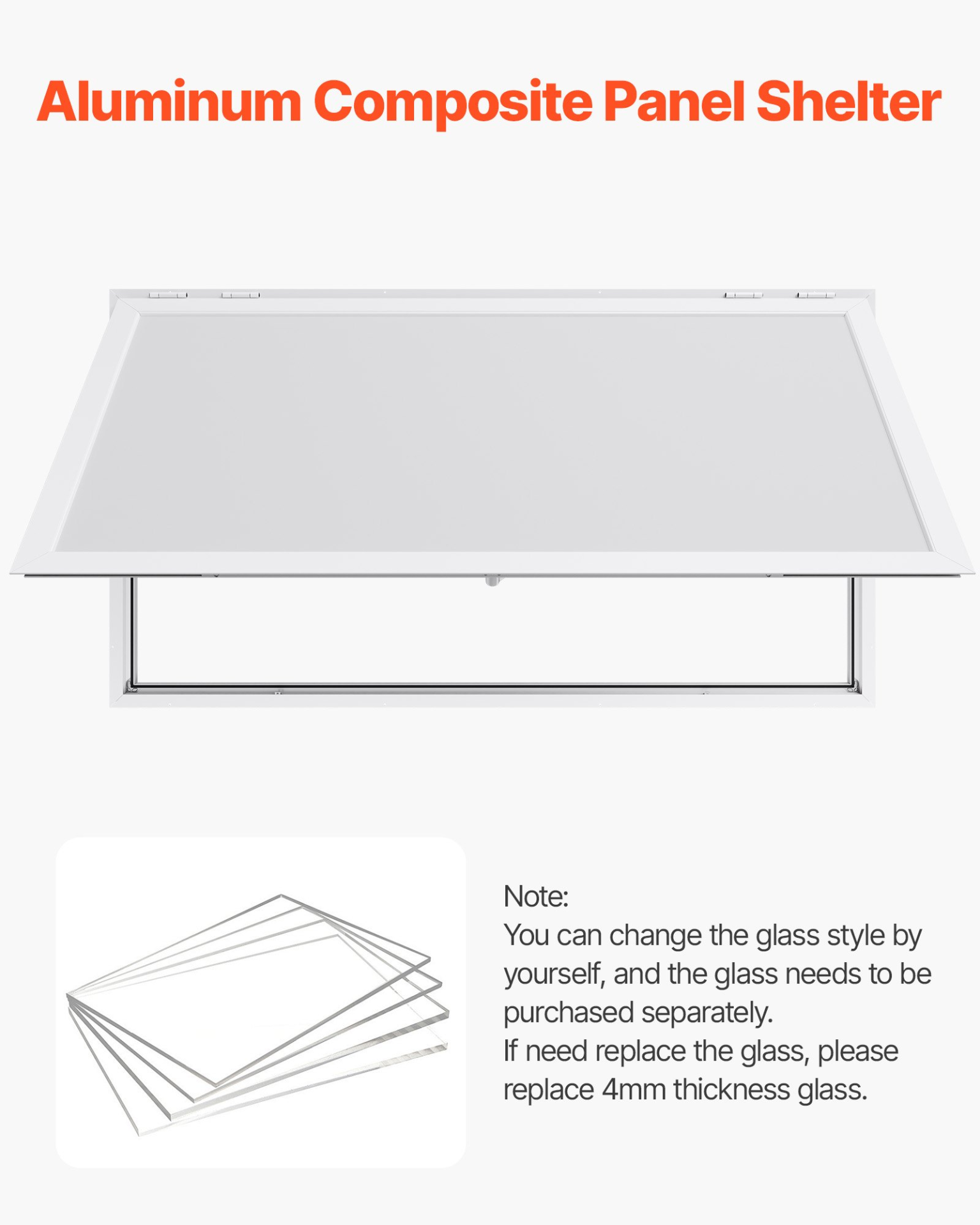 Concession Window 74x40 in, Rainwater Resistant for Concession Trailers