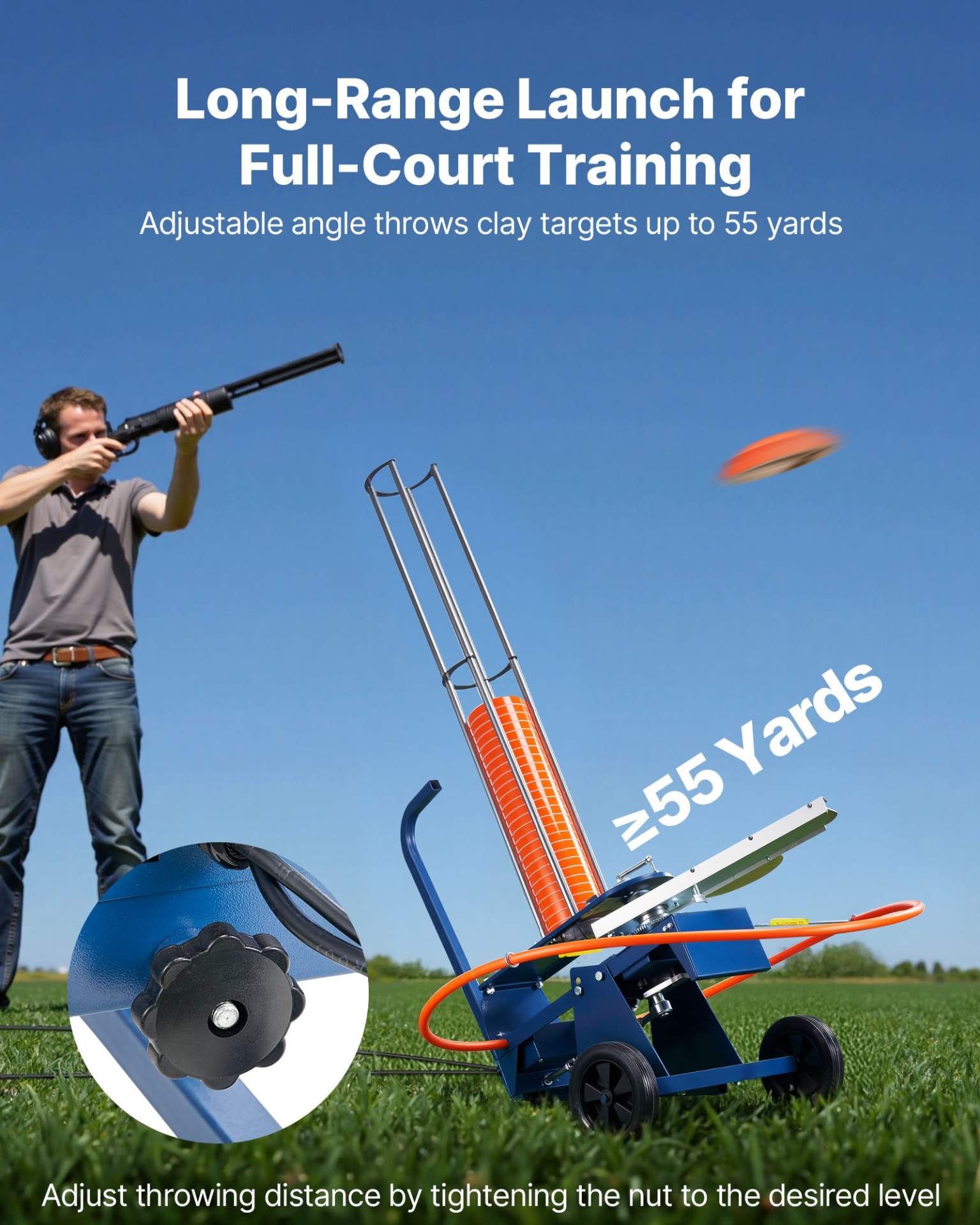 VEVOR Automatic Clay Pigeon Thrower - 80 Target Capacity, 12V Launcher