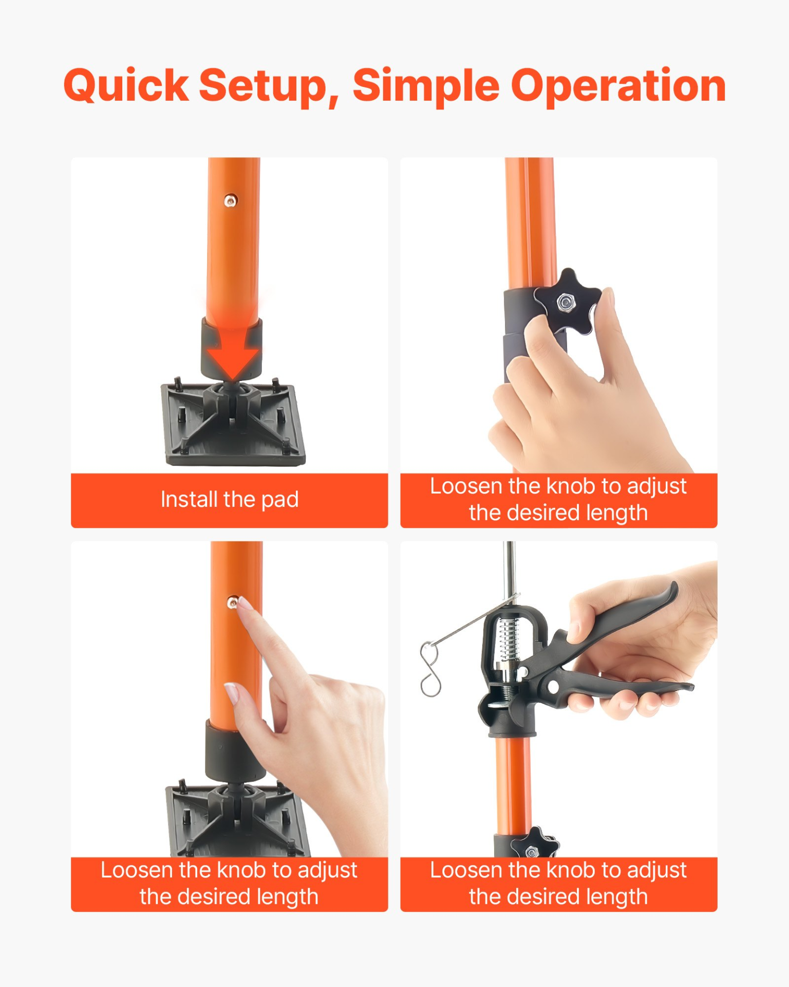 VEVOR 8-Pack Adjustable Support Poles, 45"-114" Telescoping Cabinet Jacks