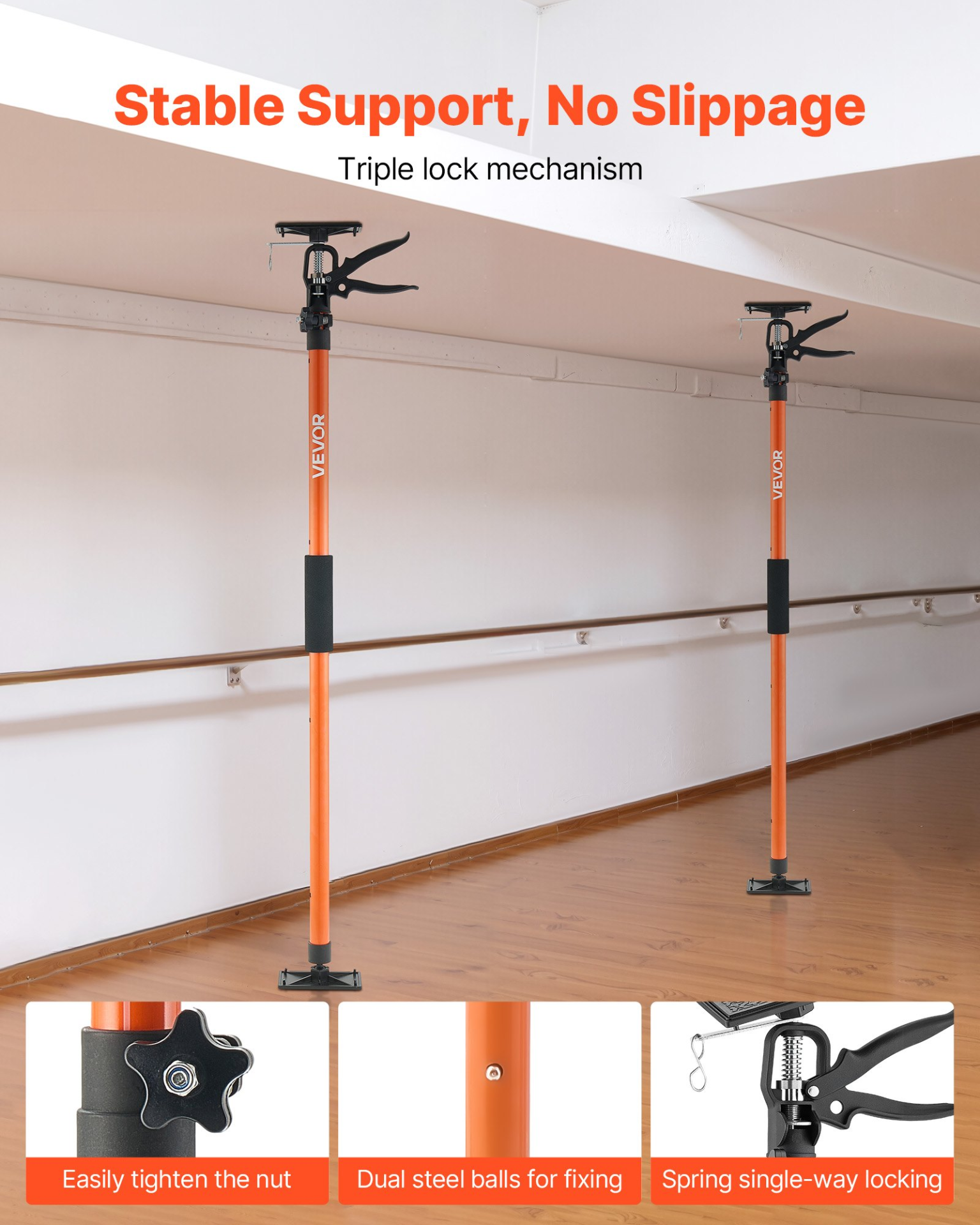 VEVOR 8-Pack Adjustable Support Poles, 45"-114" Telescoping Cabinet Jacks