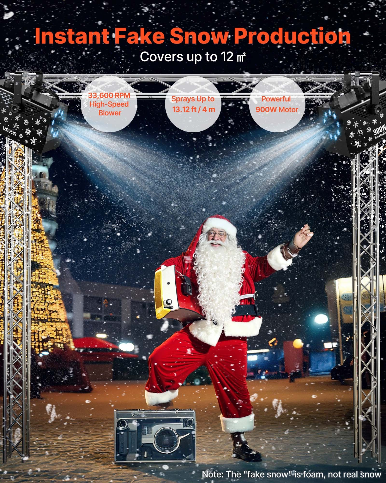 900W Snow Machine - Versatile Handheld & Hanging Fake Snow Maker with Wireless