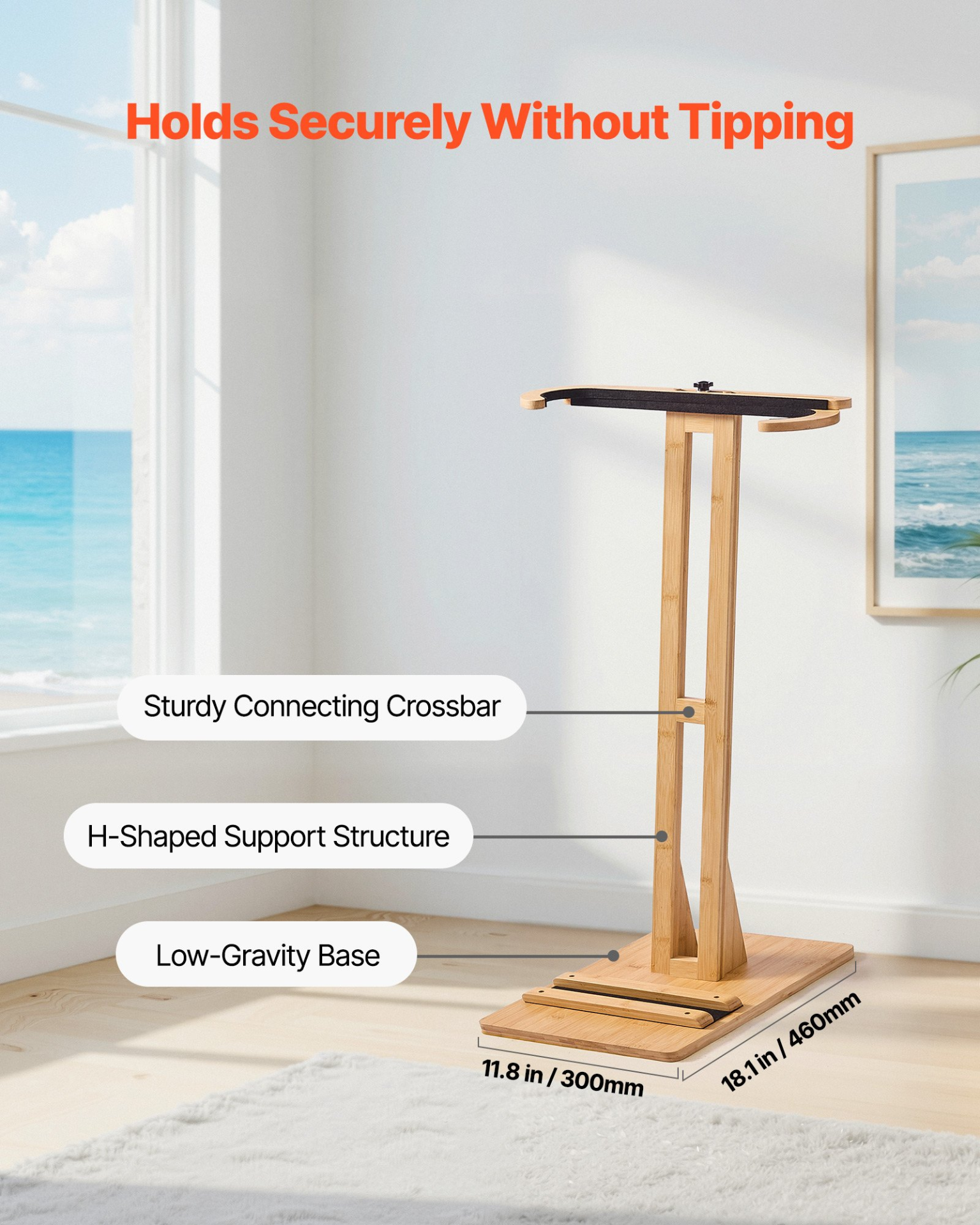 VEVOR Adjustable Surfboard Stand | Single Tier Vertical Rack | Wood