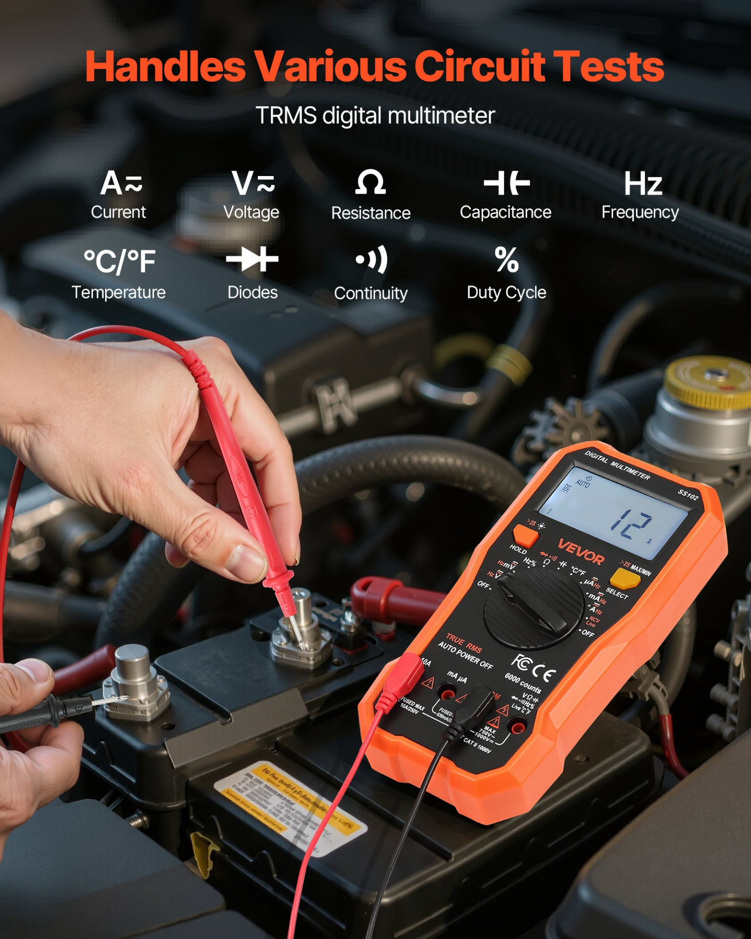 VEVOR Professional NCV Digital Multimeter | 6000-Count TRMS Electrical Tester