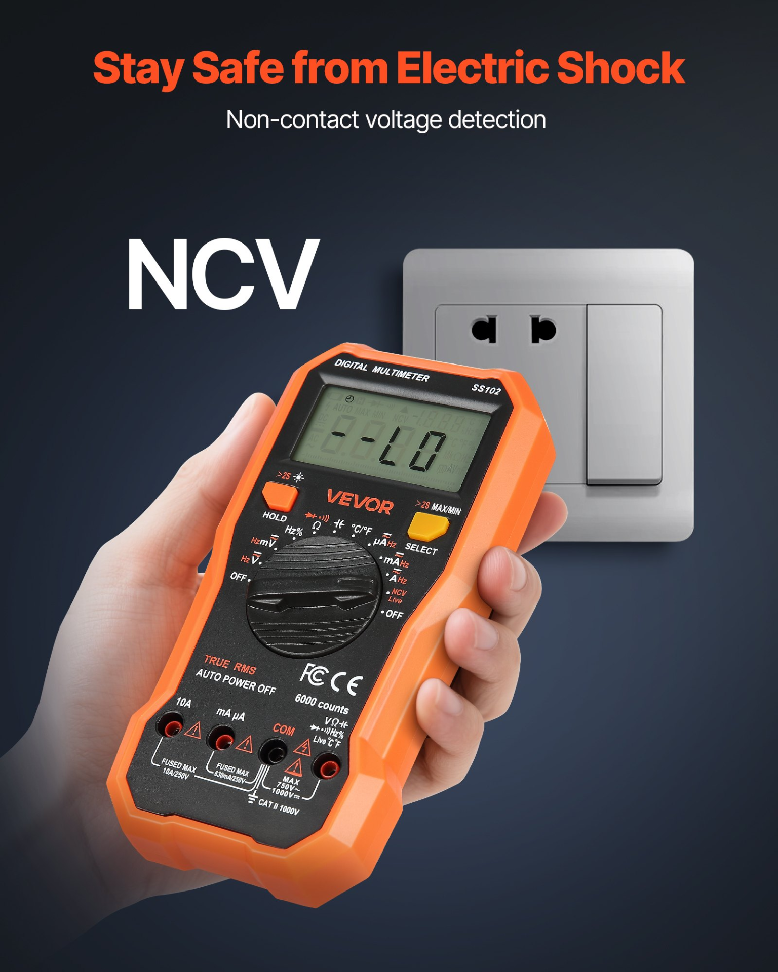 VEVOR Professional NCV Digital Multimeter | 6000-Count TRMS Electrical Tester