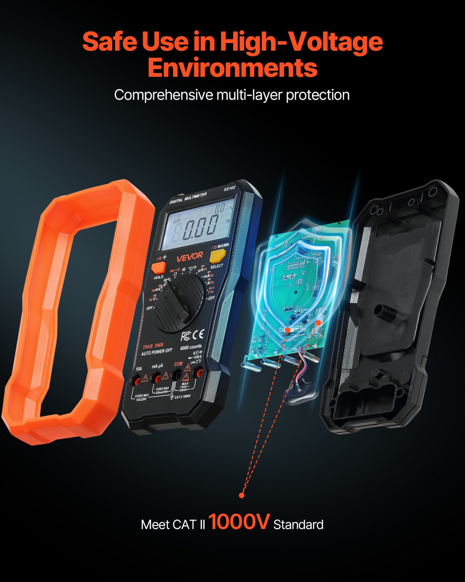 VEVOR Professional NCV Digital Multimeter | 6000-Count TRMS Electrical Tester