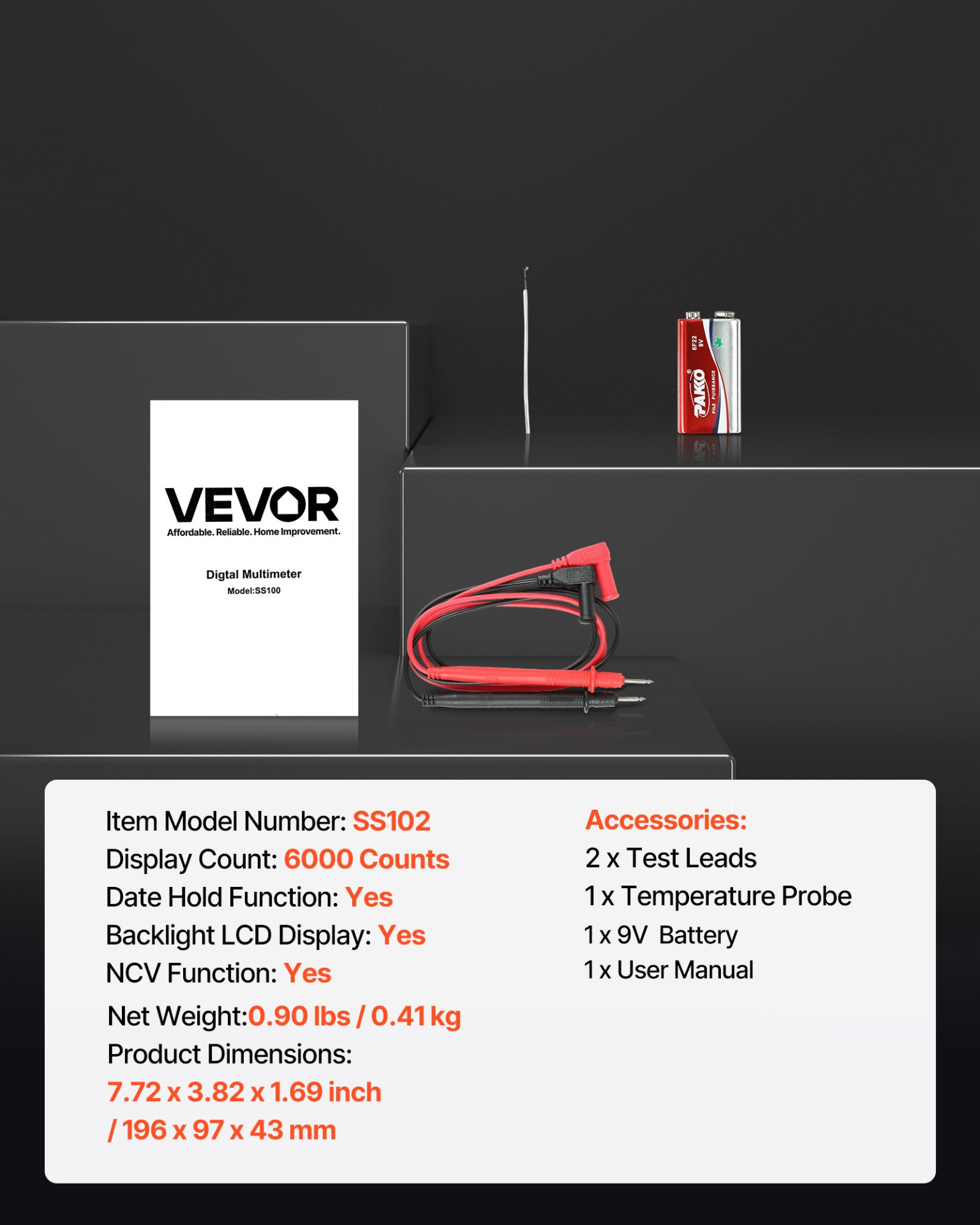 VEVOR Professional NCV Digital Multimeter | 6000-Count TRMS Electrical Tester