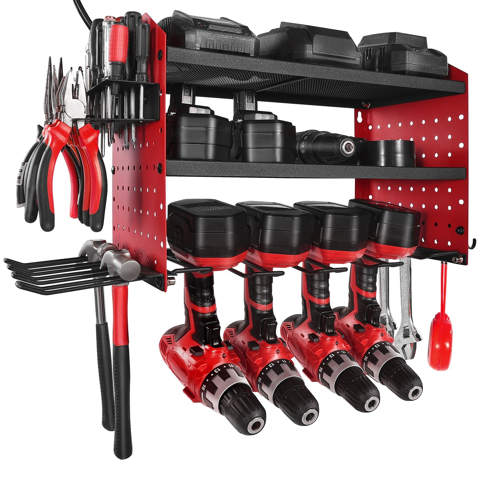 Power Tool Organizer with Charging Station 3-Layer Drill Storage Rack