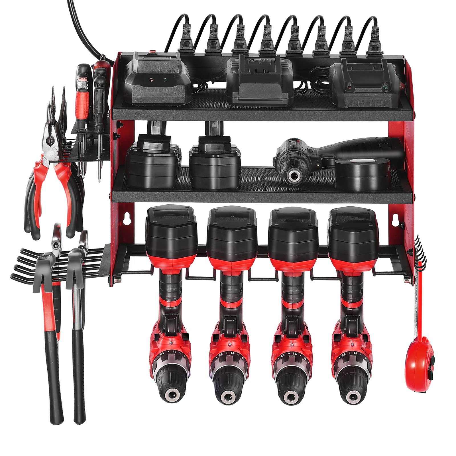 Power Tool Organizer with Charging Station 3-Layer Drill Storage Rack