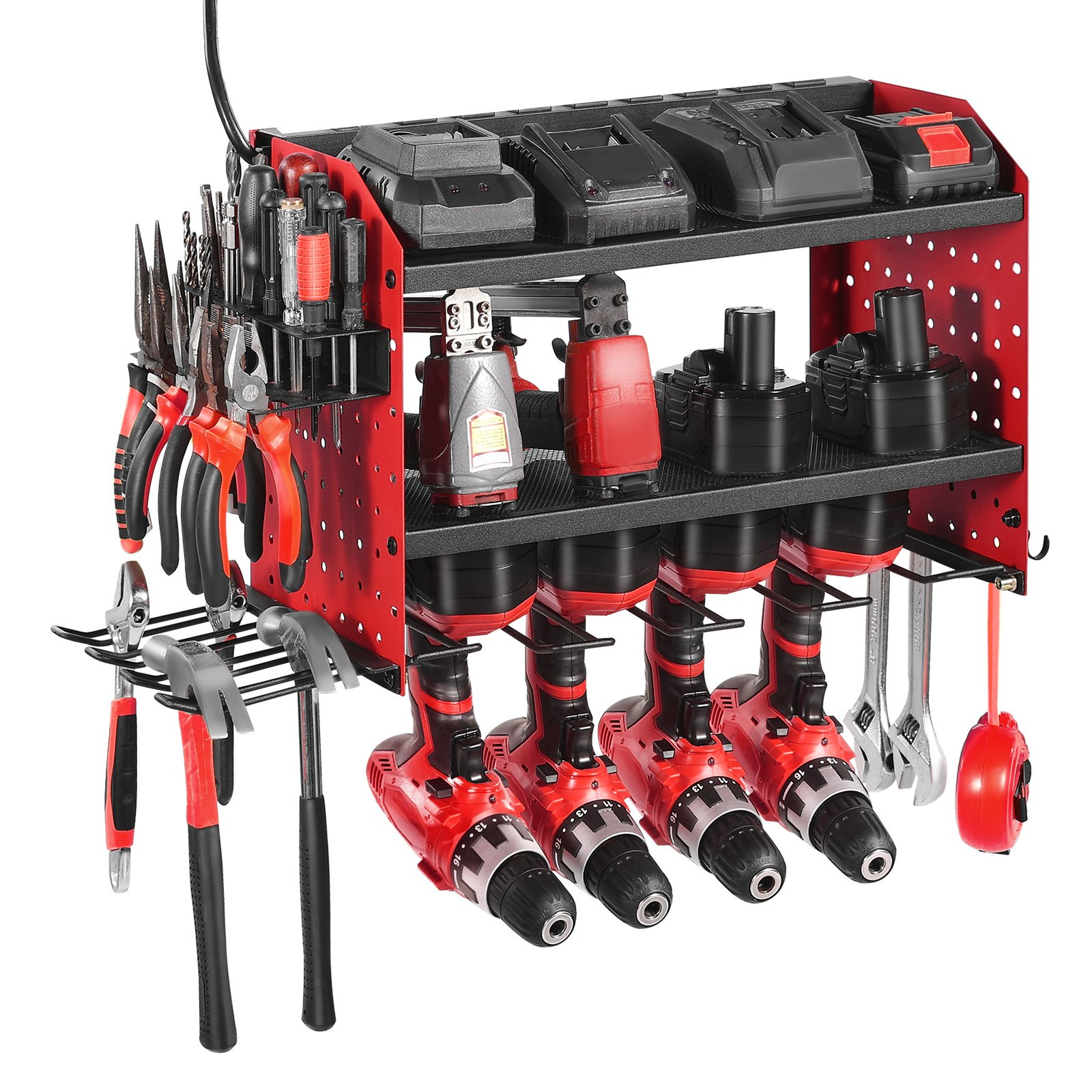 Power Tool Organizer with Charging Station 3-Layer Drill Storage Rack