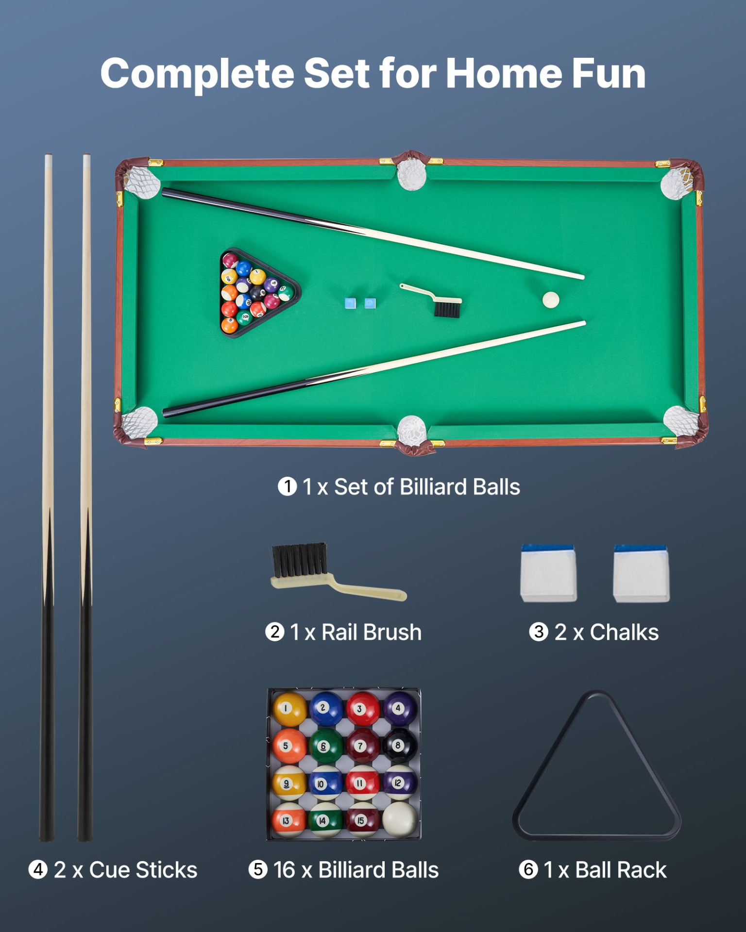 Headline: 4.5ft Folding Pool Table - Portable Billiards Set with Blue Cloth