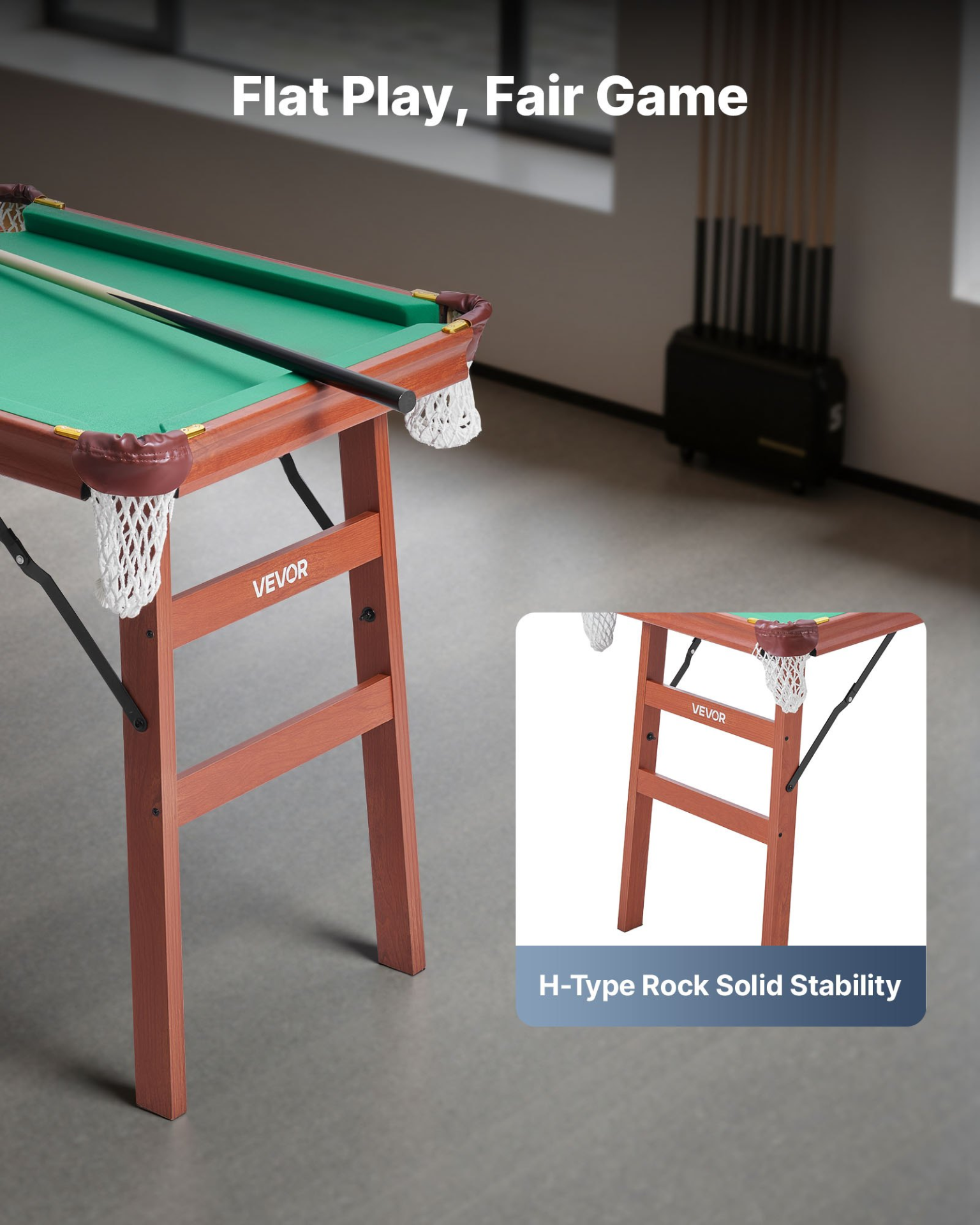 Headline: 4.5ft Folding Pool Table - Portable Billiards Set with Blue Cloth