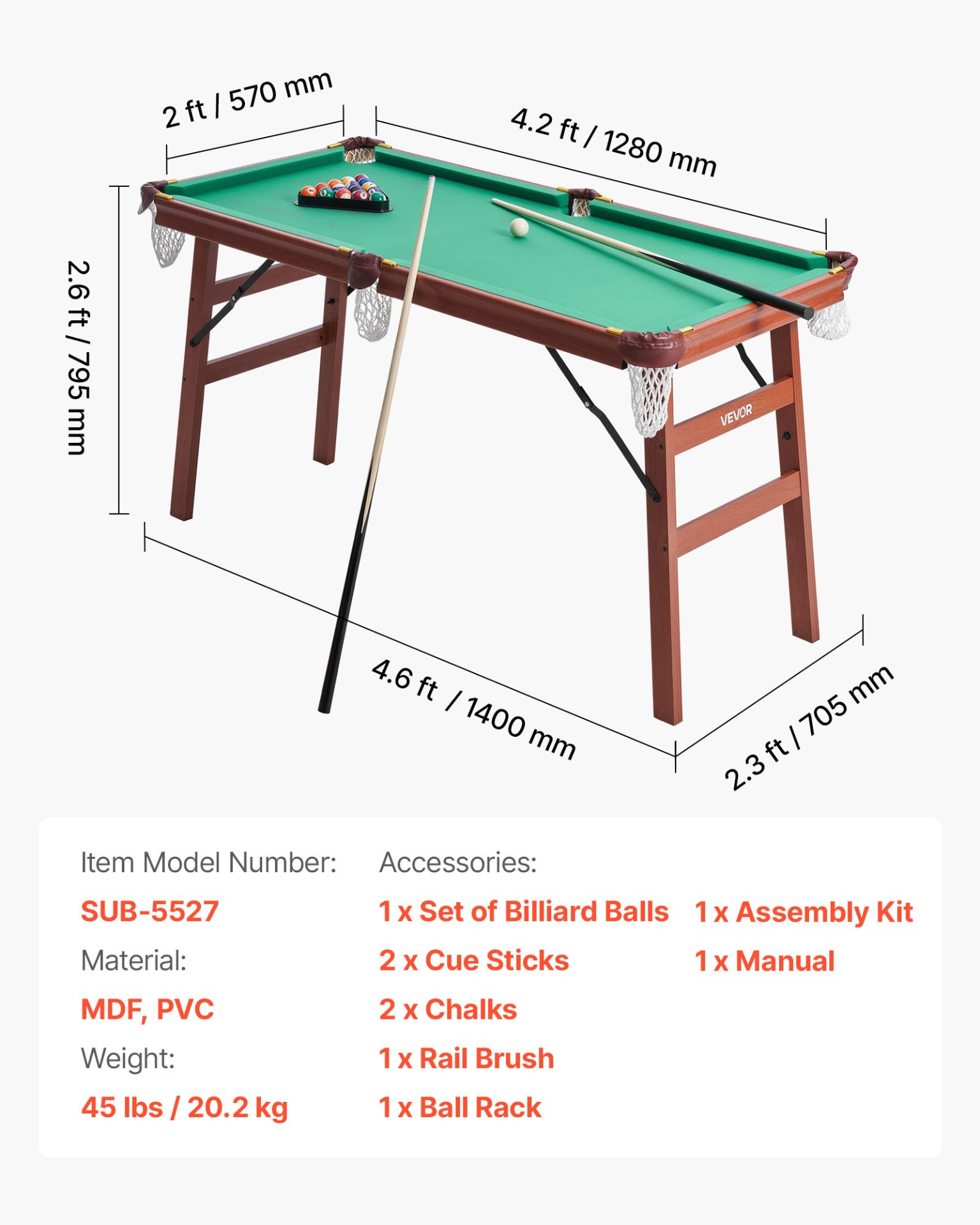 Headline: 4.5ft Folding Pool Table - Portable Billiards Set with Blue Cloth