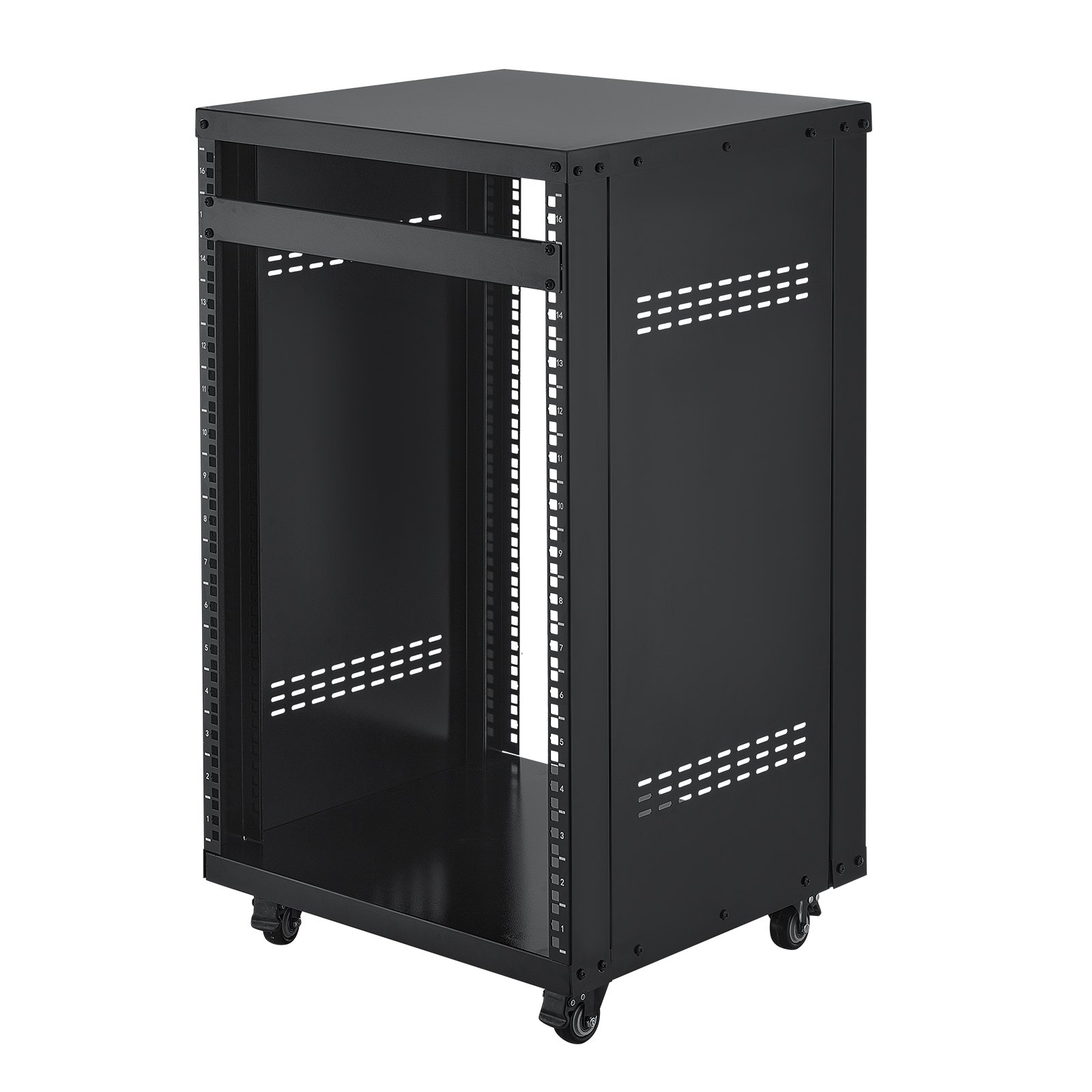 VEVOR 16U Server Rack Cabinet - 500LB Capacity,Locking Casters,Ventilated Design