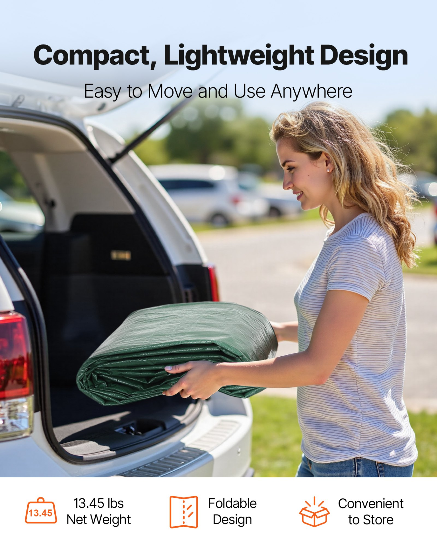 VEVOR 10x20 ft Carport Canopy Replacement Cover, Dark Green