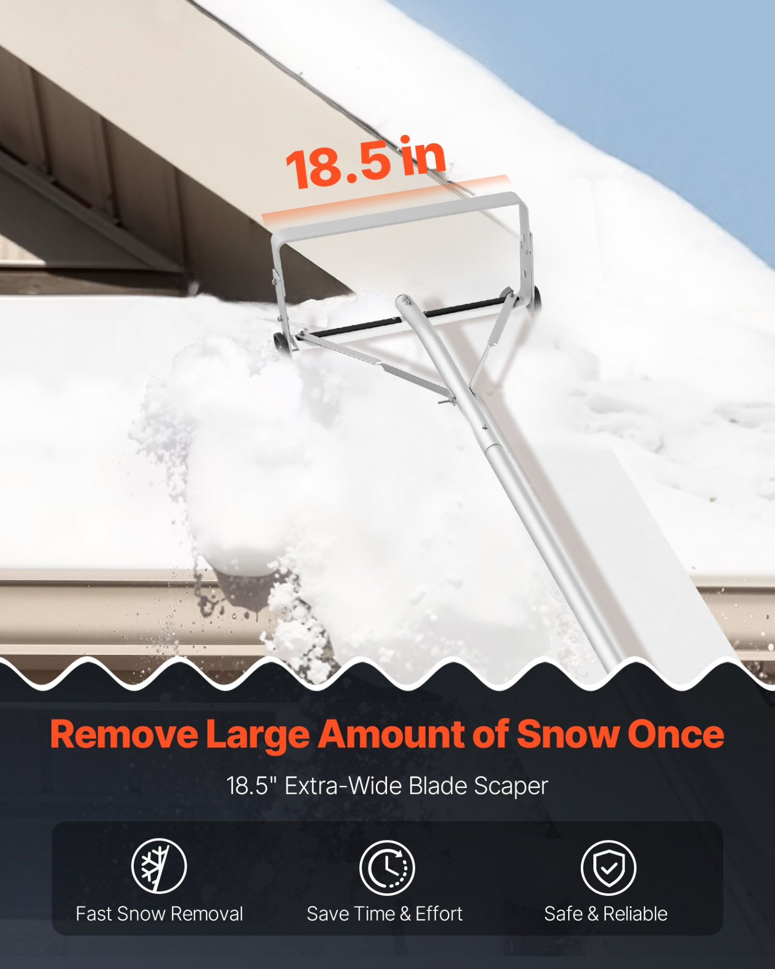 Metal Scraper Rake Snow Roof Rake 18.5