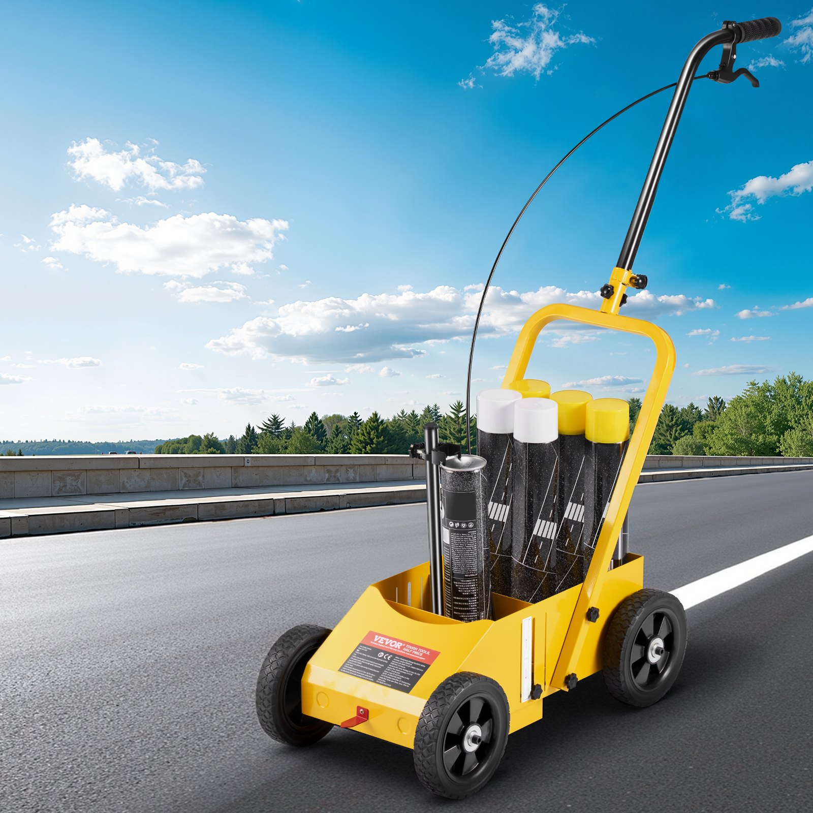 VEVOR Line Striping Machine, 4-Wheel Paint Striper for Parking Lots & Fields