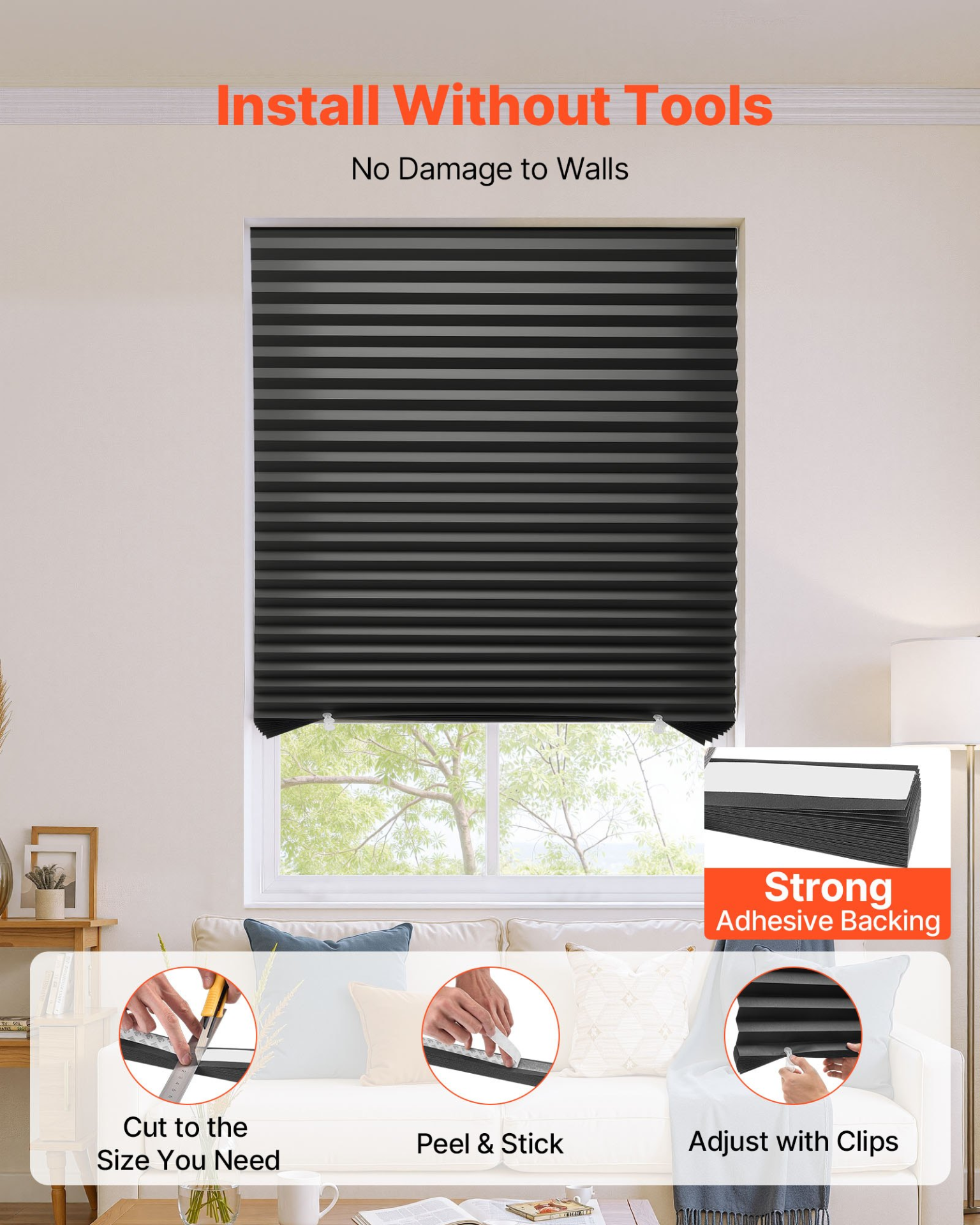 Paper Blinds, 6 Pack, 36 in x 72 in, Bedroom