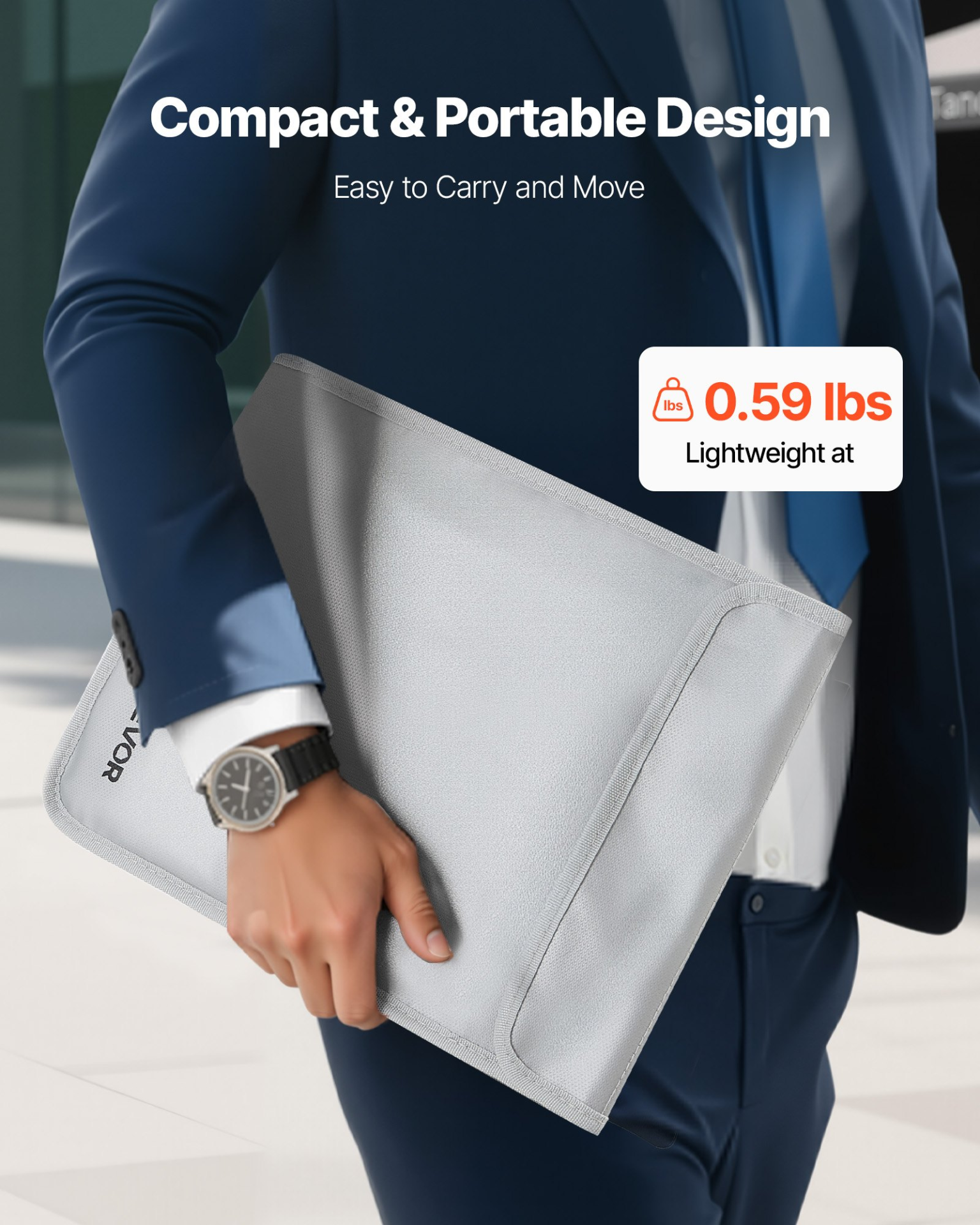 Fireproof Document Bag 2192℉ Fire & Waterproof File Storage Organizer w/ Zipper