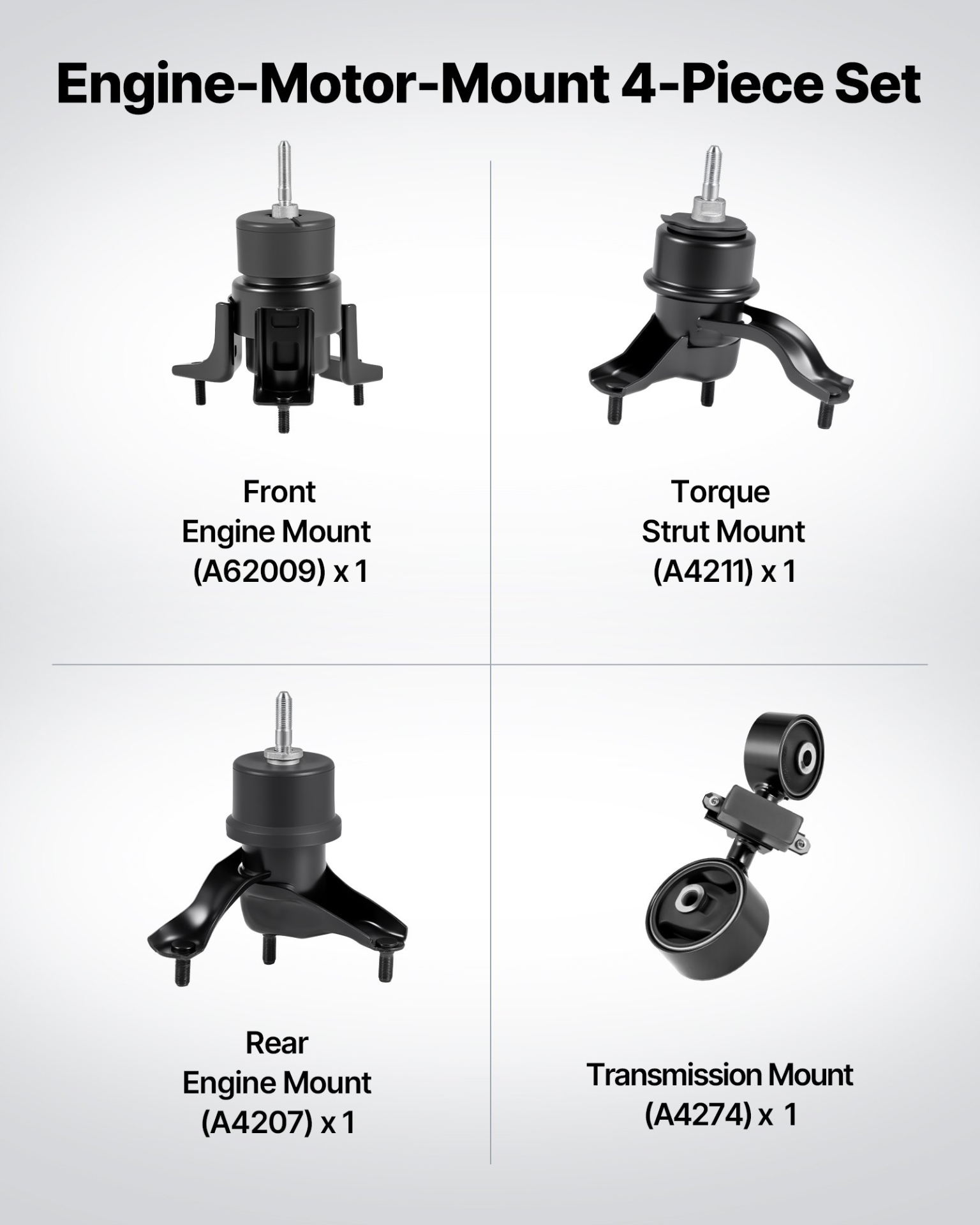 VEVOR 4-PC Engine & Transmission Mount Kit 07-11 Camry 2.4L