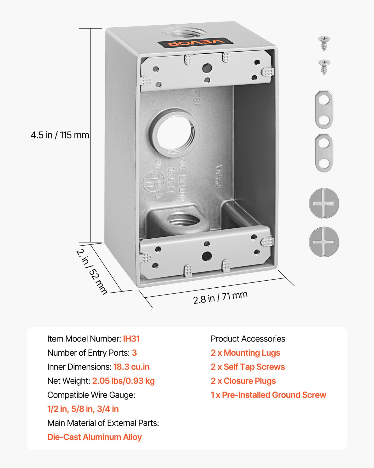 VEVOR 4-Piece Outdoor Electrical Box Set – Durable & Weatherproof