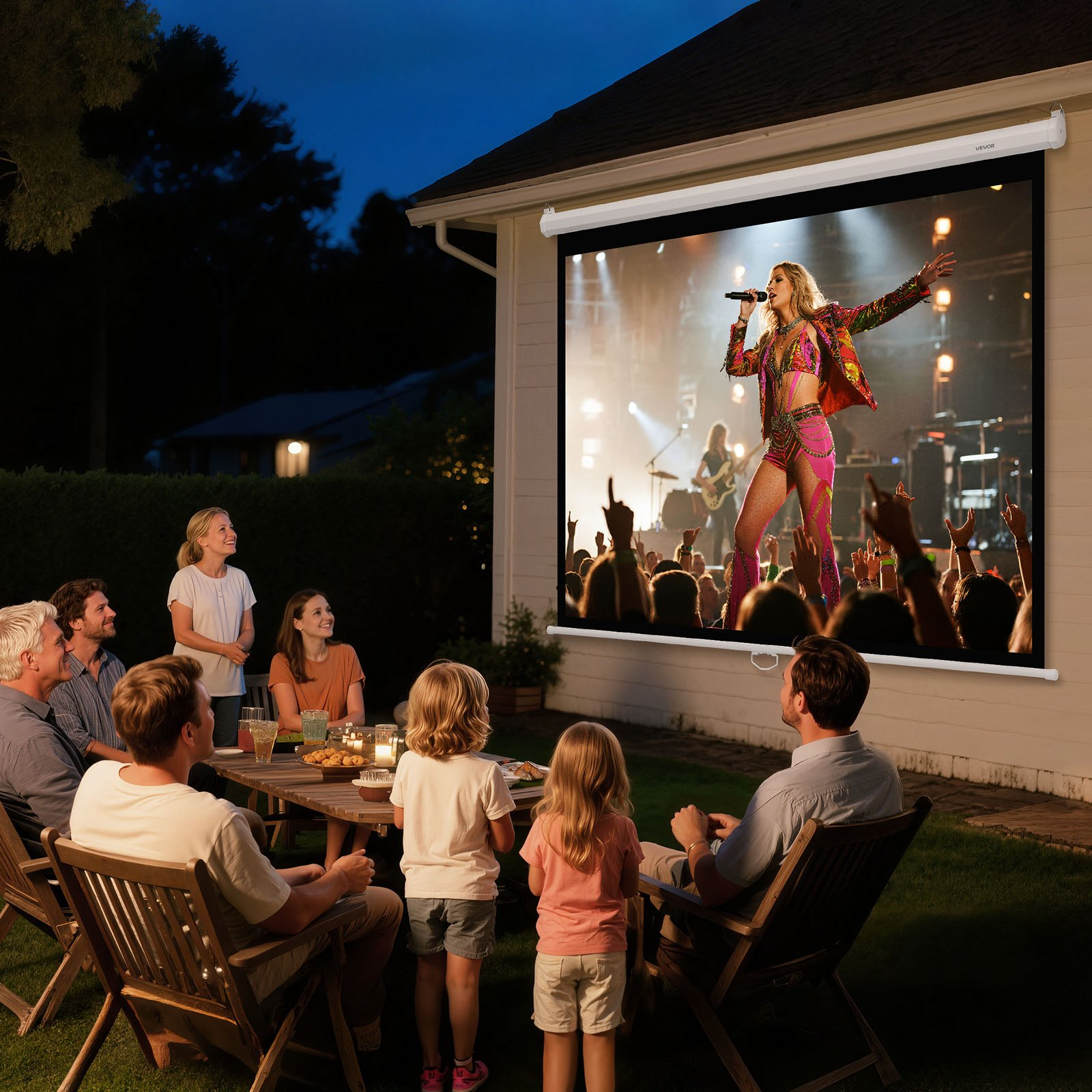 VEVOR 72" Manual Pull Down Projector Screen, 4K/HD Wall Mount, 4:3