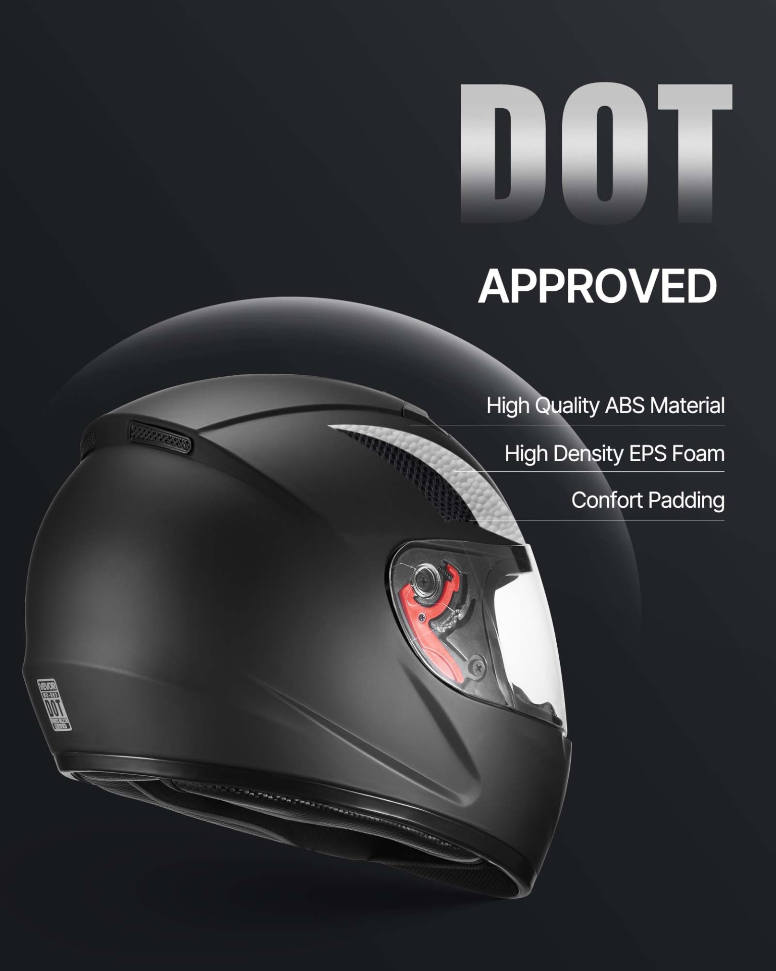 VEVOR Full Face Motorcycle Helmet, DOT, Dual Visor, Detachable Liner, L