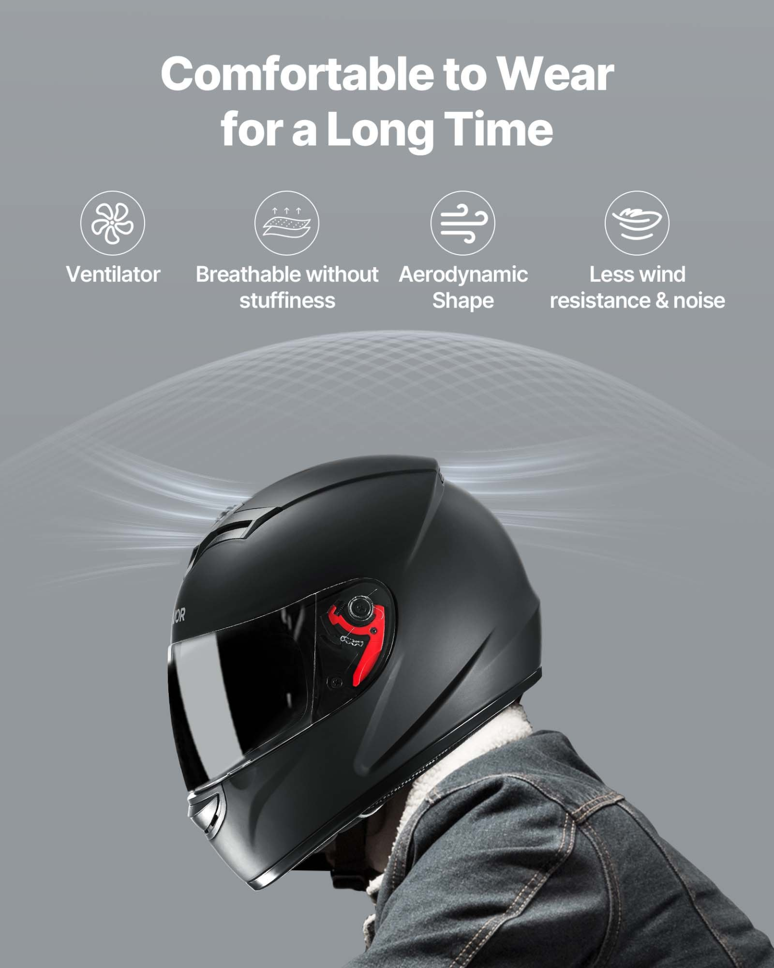 VEVOR Full Face Motorcycle Helmet, DOT, Dual Visor, Detachable Liner, L