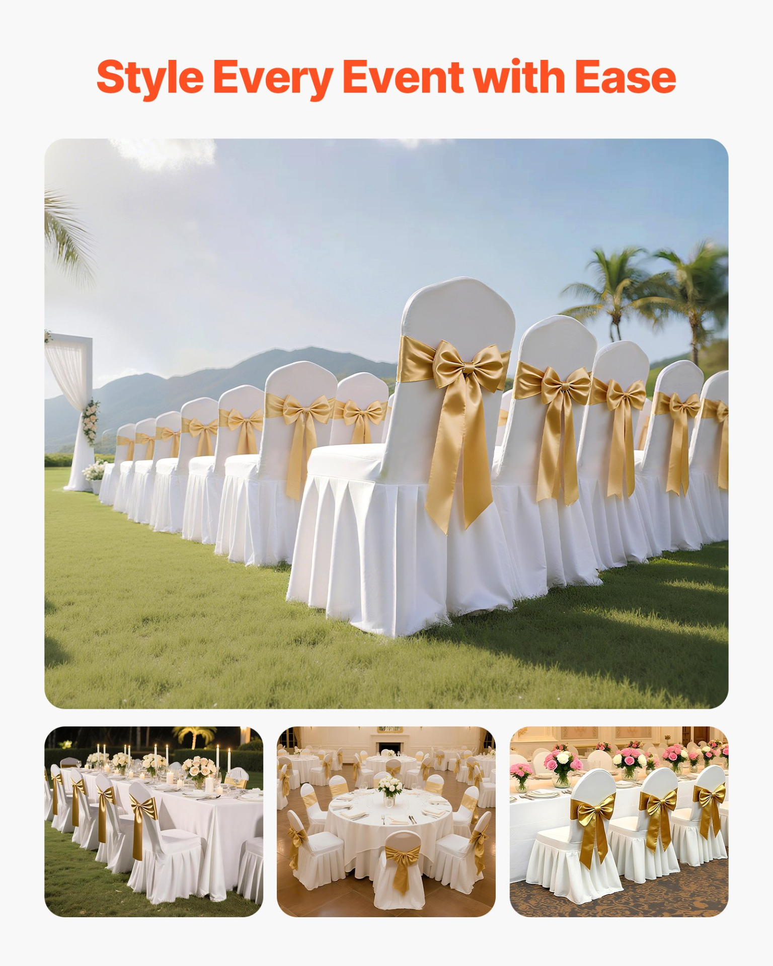 30 Pcs White Stretch Chair Covers – Polyester Spandex for Wedding & Banquet