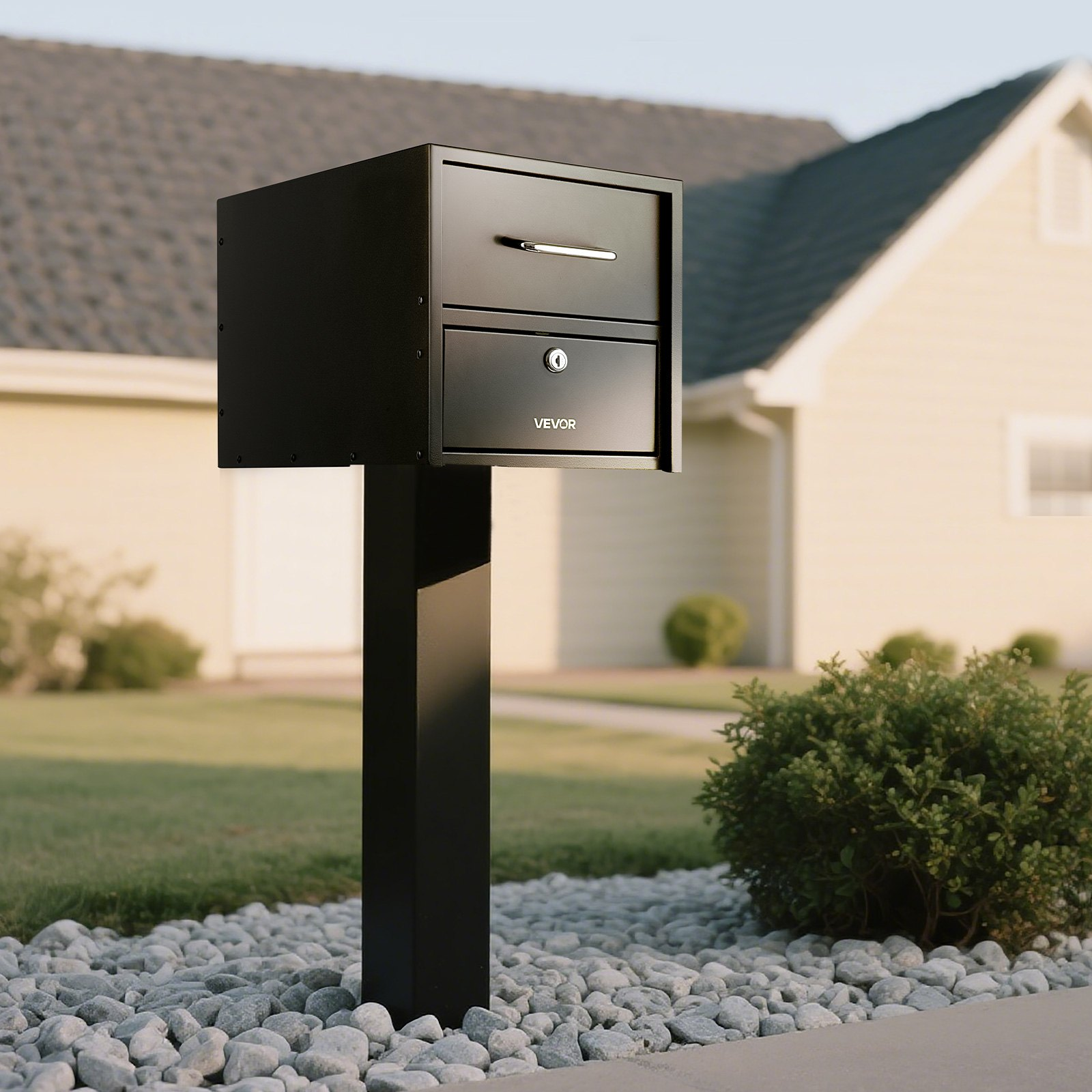 VEVOR Lockable Anti-Theft Mailbox, Heavy Duty Post Mount, 21x11 in