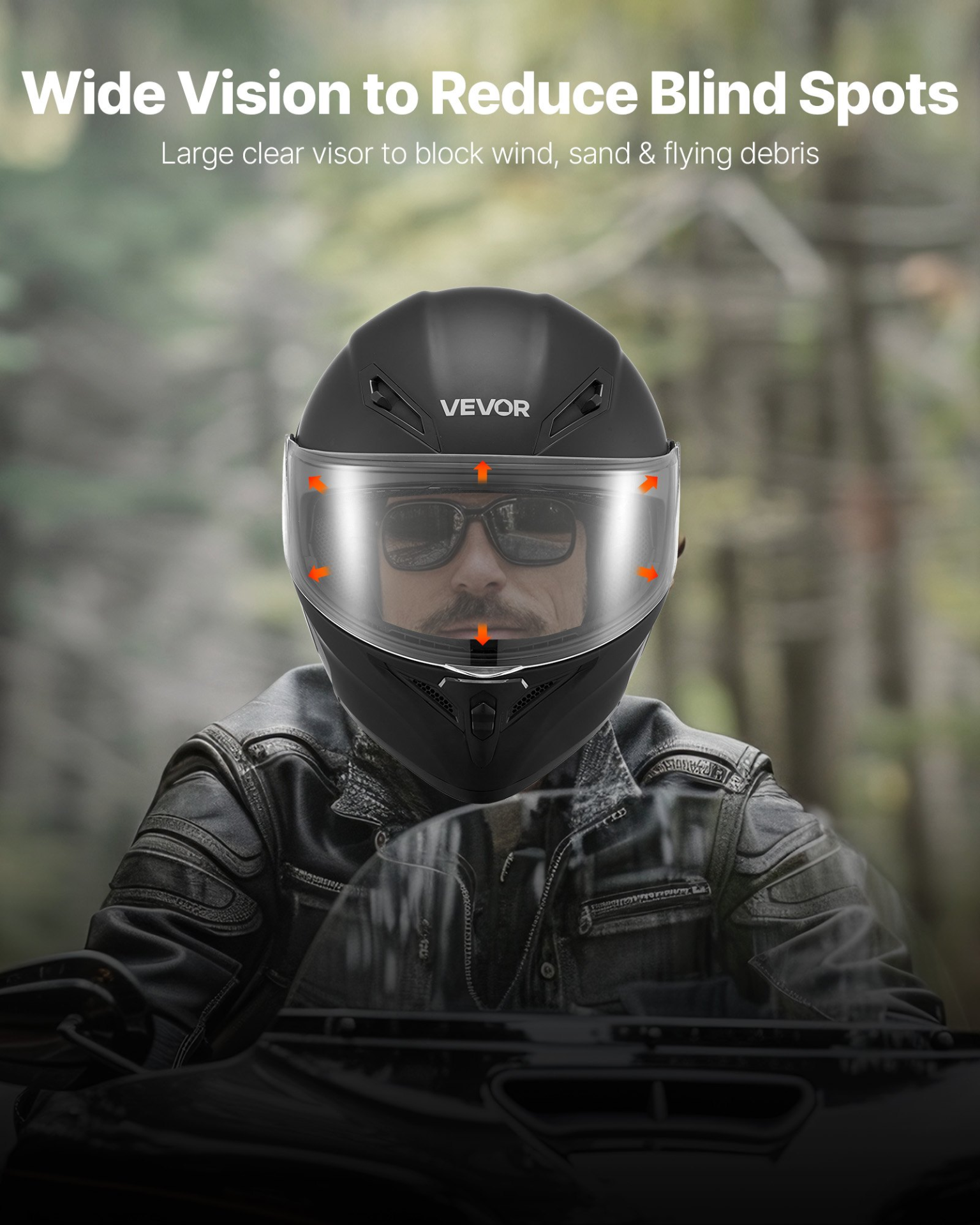 VEVOR Modular Motorcycle Helmet, DOT, Flip-Up, Matte Black, M