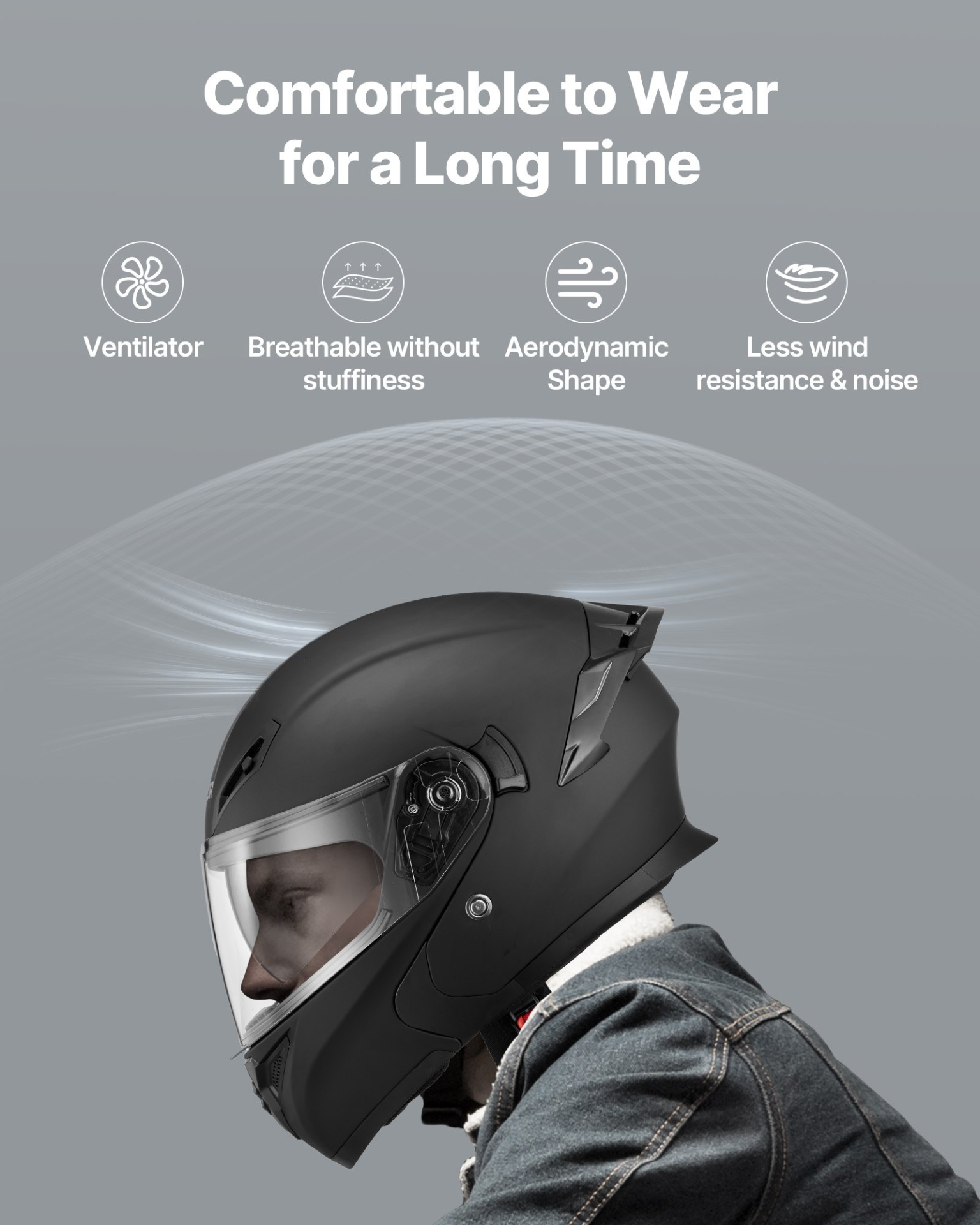 VEVOR Modular Motorcycle Helmet, DOT, Flip-Up, Matte Black, M