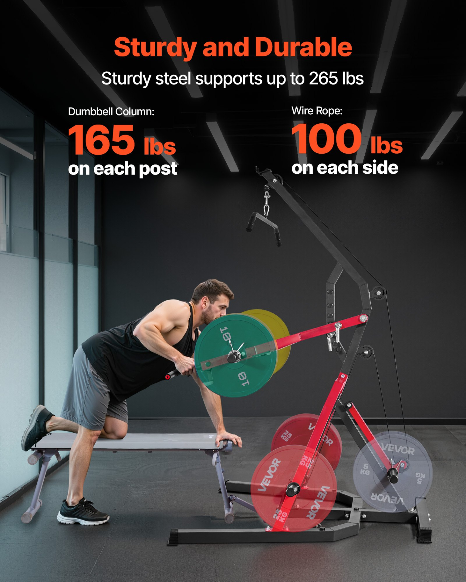 VEVOR Home Gym Machine, Full Body Workout Station, LAT Pulldown & Low Row