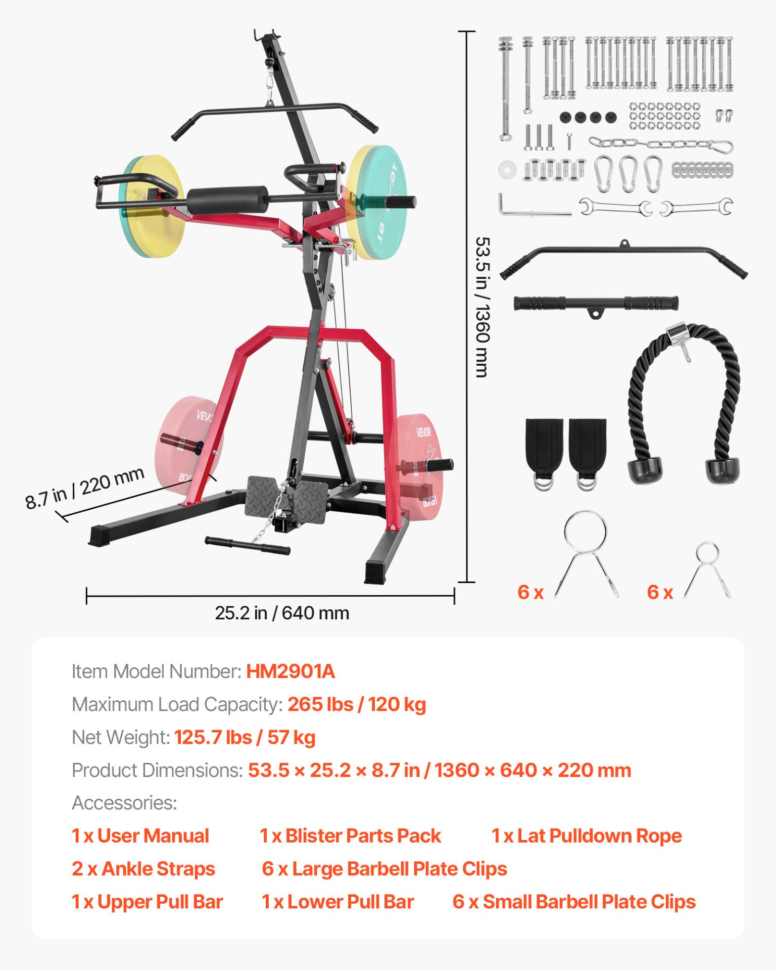 VEVOR Home Gym Machine, Full Body Workout Station, LAT Pulldown & Low Row