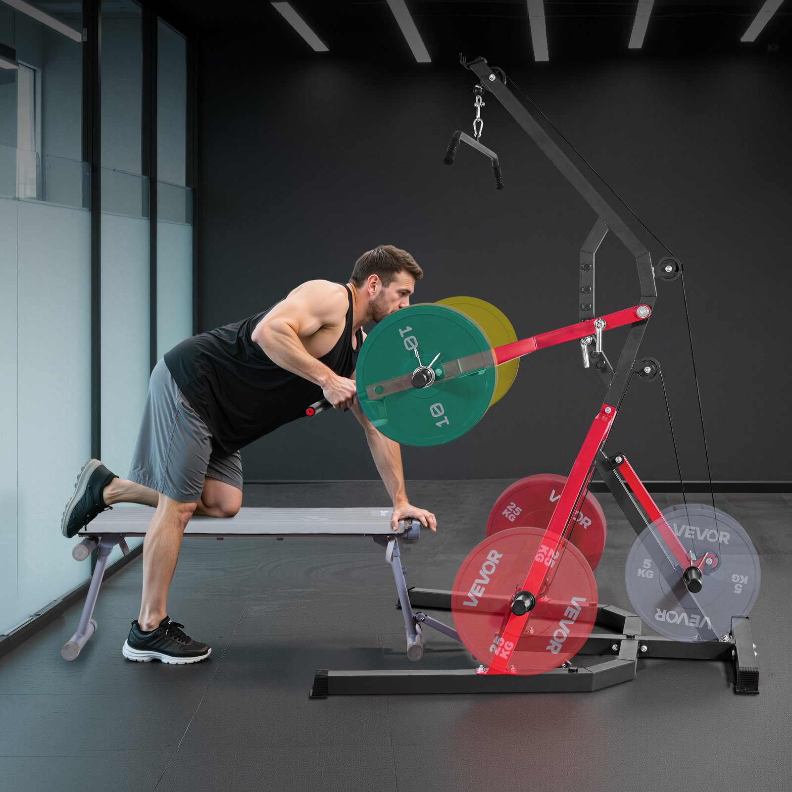 VEVOR Home Gym Machine, Full Body Workout Station, LAT Pulldown & Low Row