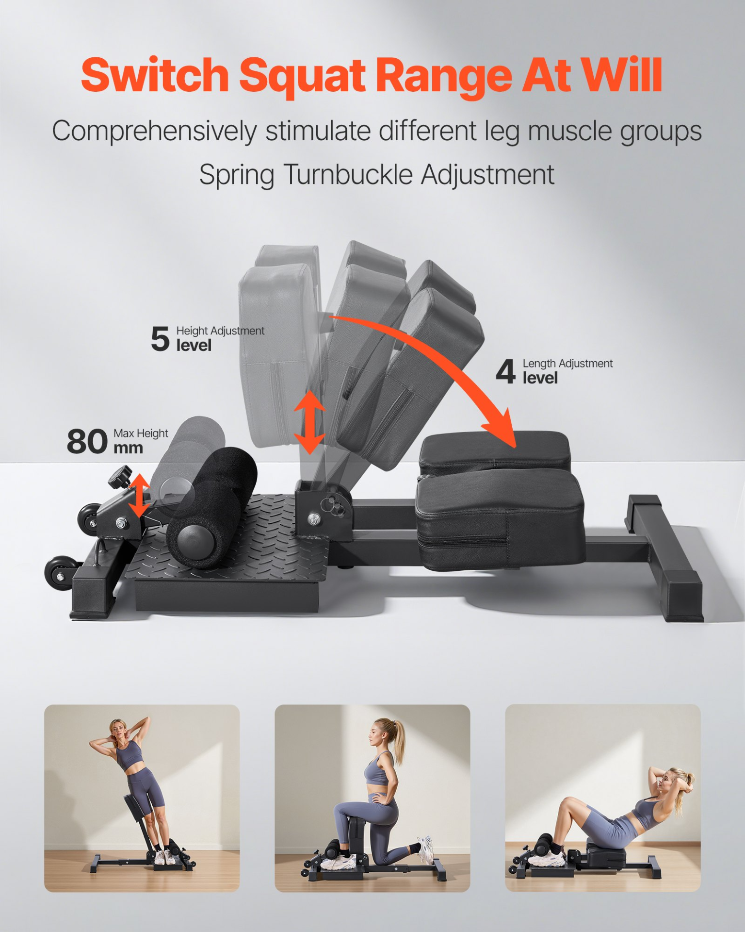 Sissy Squat Machine Foldable Leg Exercise Bench Glute Core Trainer Home Gym