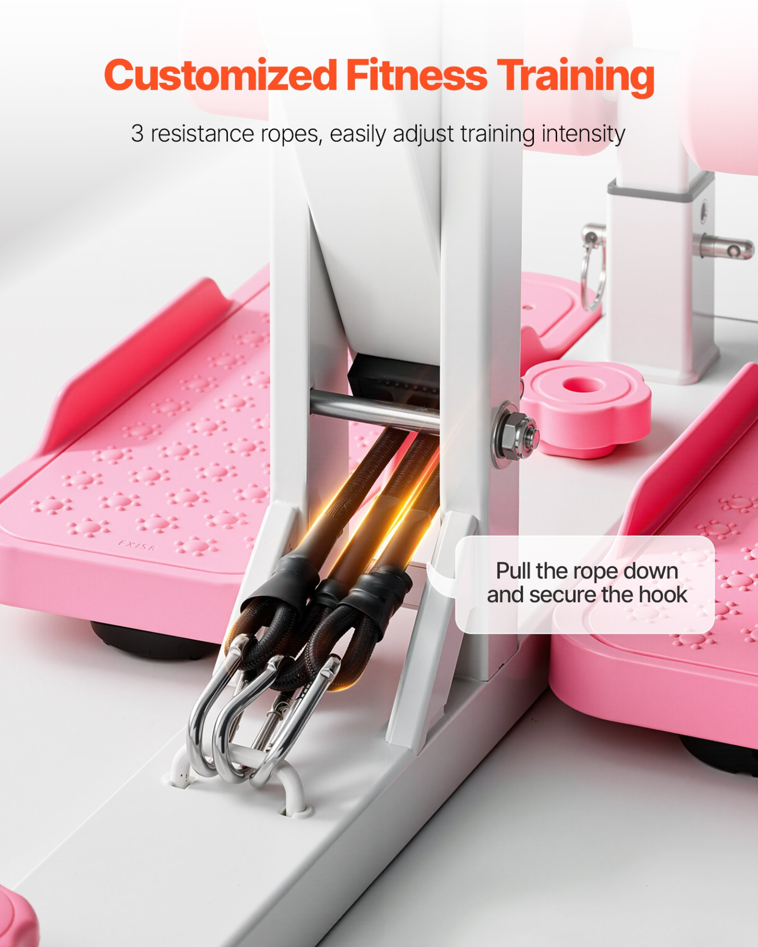 VEVOR Pink & White Deep Squat Machine, Glute Trainer with 3 Resistance Bands