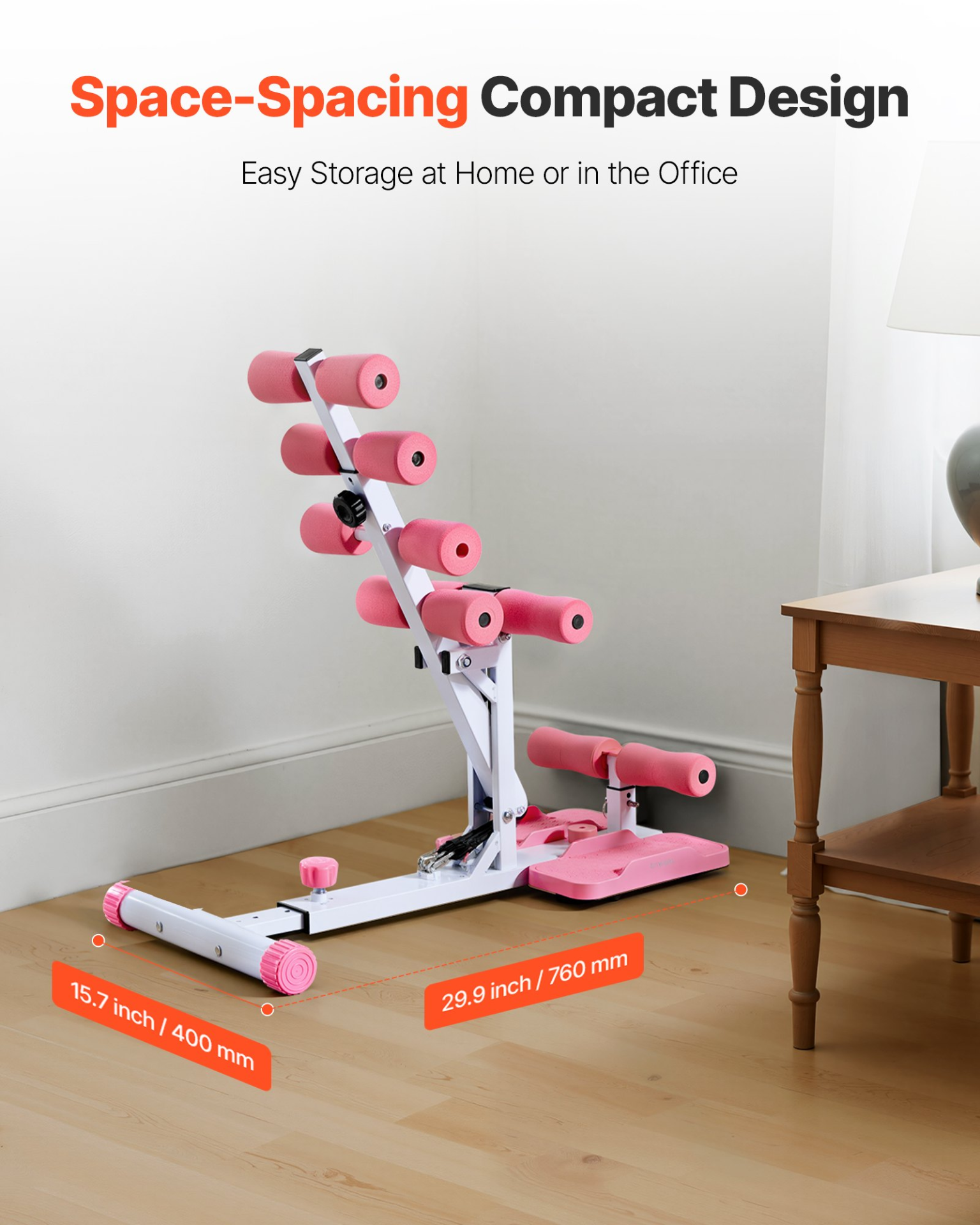VEVOR Pink & White Deep Squat Machine, Glute Trainer with 3 Resistance Bands